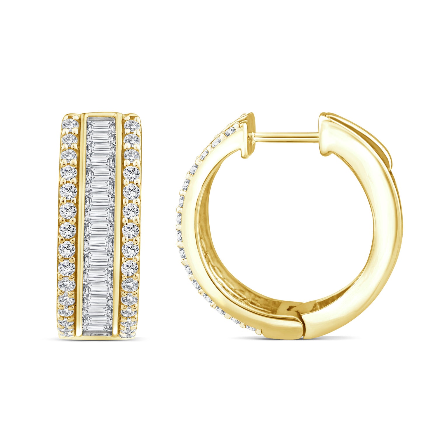 Diamond Hoop Earrings in 14K Yellow Gold (2 ct. tw.)