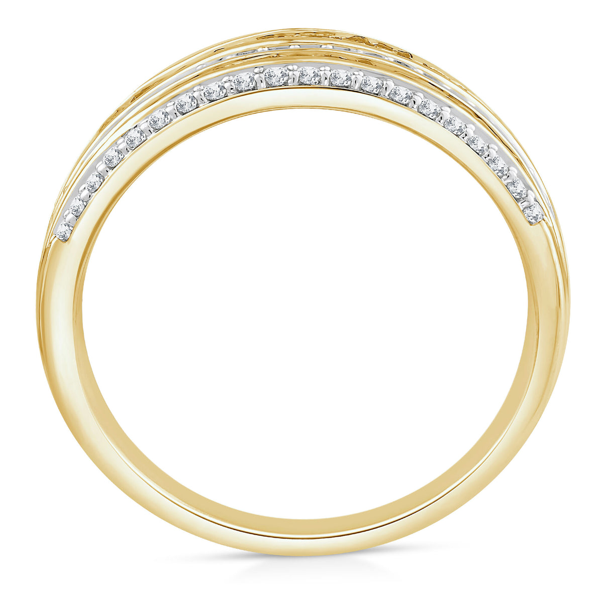 Round and Baguette Multi-Row Diamond Band in 14K Yellow Gold (3 ct. tw.)