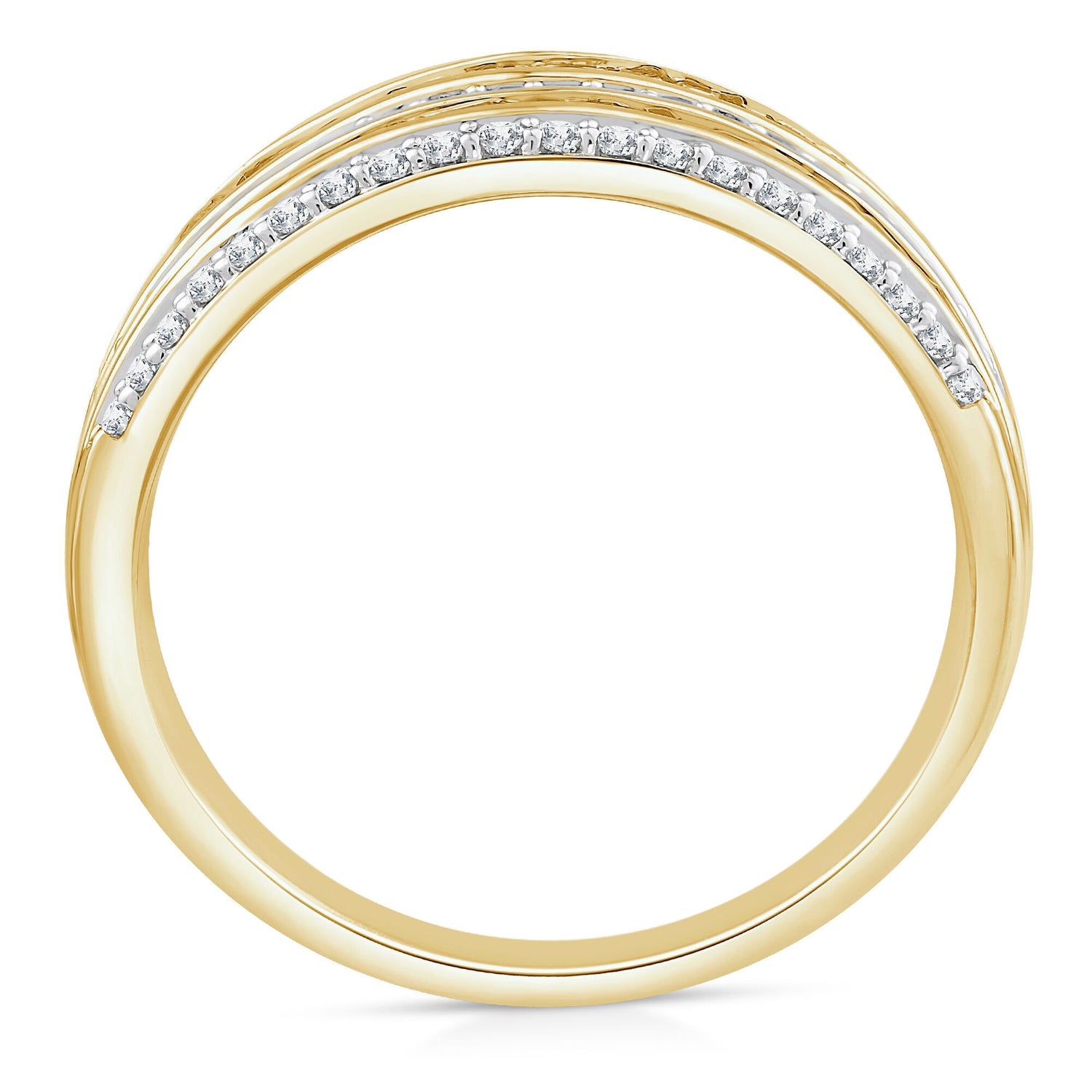 Round and Baguette Multi-Row Diamond Band in 14K Yellow Gold (3 ct. tw.)