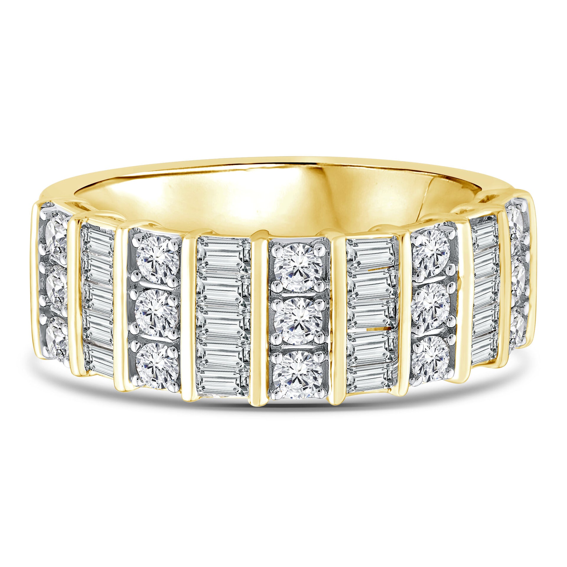 Round and Baguette Diamond Band in 14K Yellow Gold (1 ct. tw.)