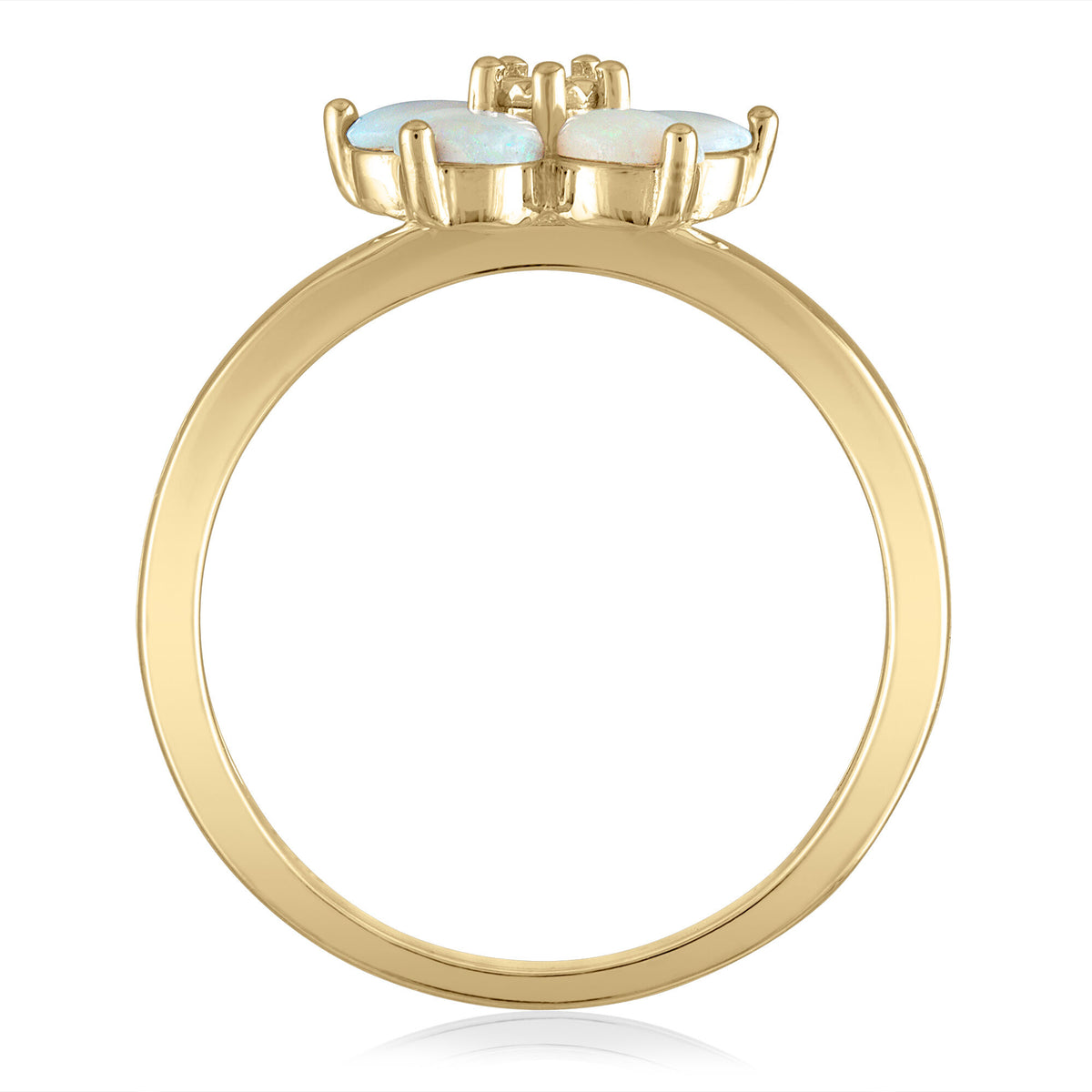 Opal & Diamond Accent Flower Ring in 14K Yellow Gold