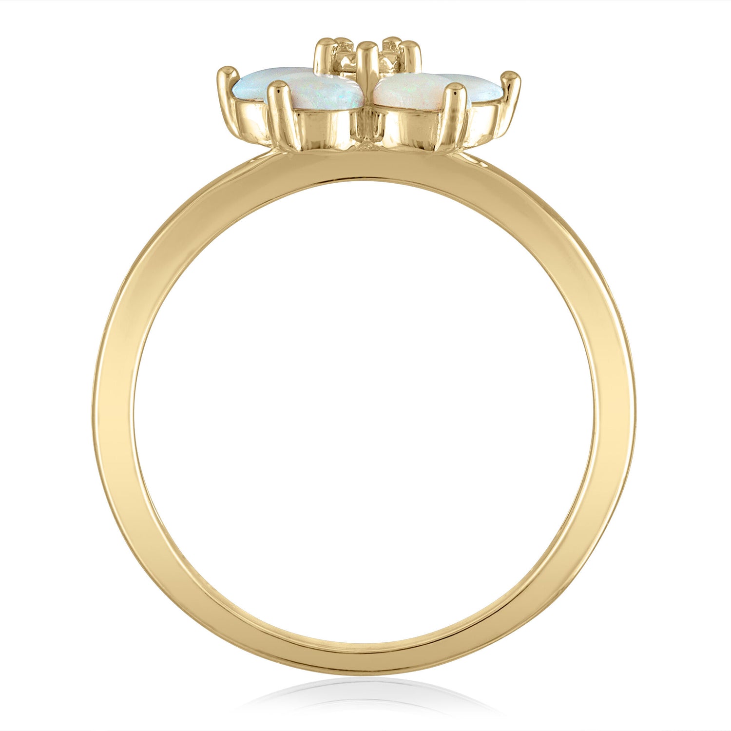 Opal & Diamond Accent Flower Ring in 14K Yellow Gold