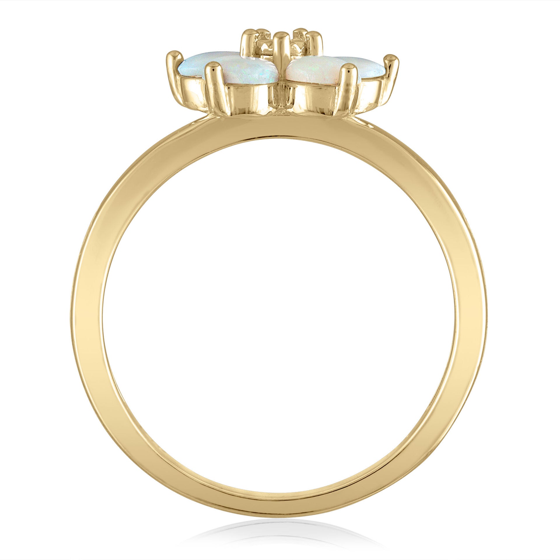 Opal & Diamond Accent Flower Ring in 14K Yellow Gold