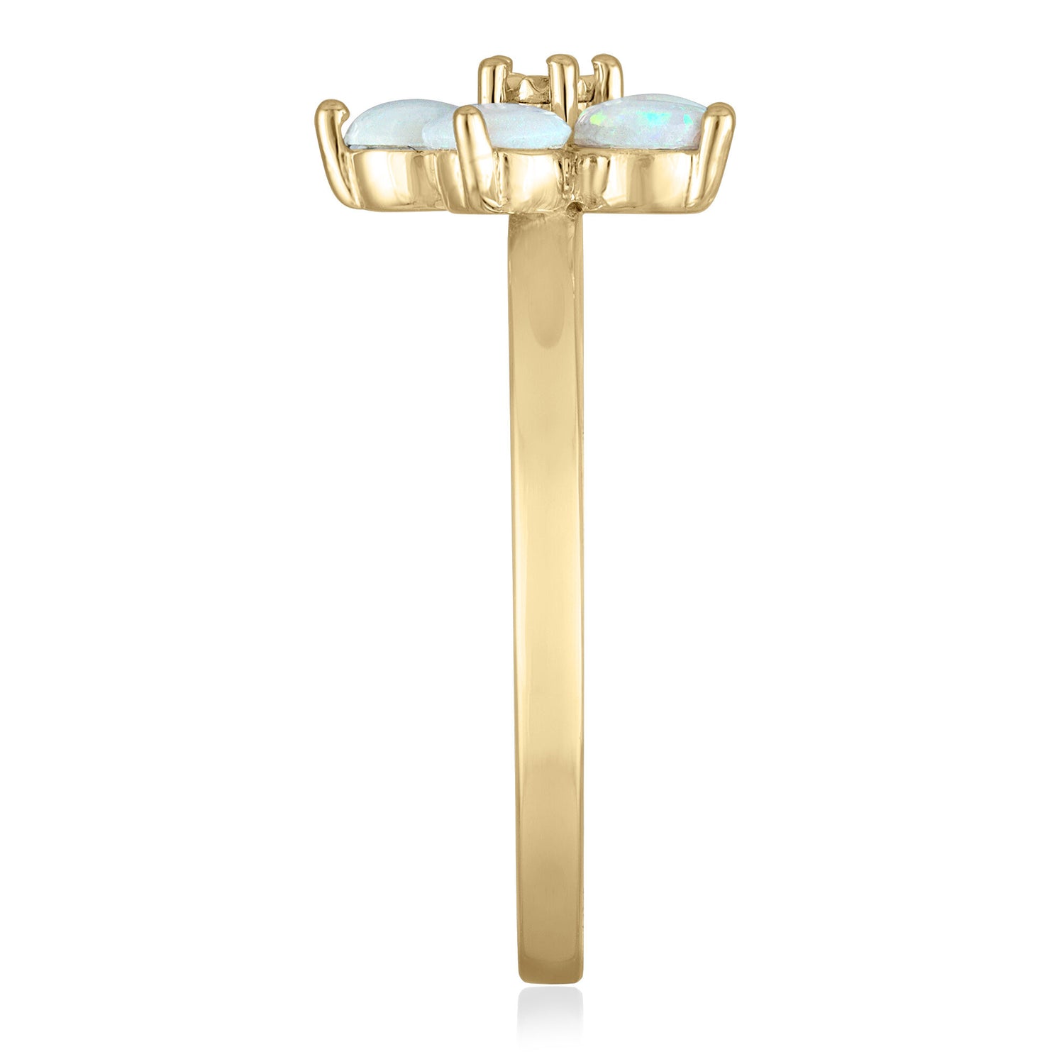 Opal & Diamond Accent Flower Ring in 14K Yellow Gold