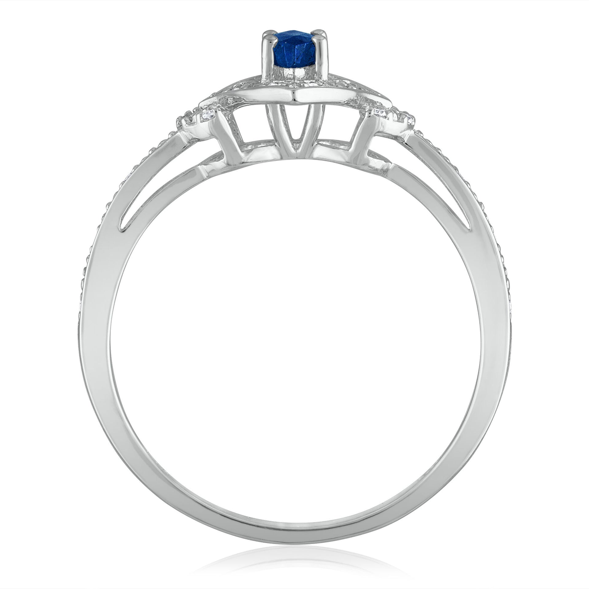 Marquise Blue Sapphire & Diamond Ring in 14K White Gold