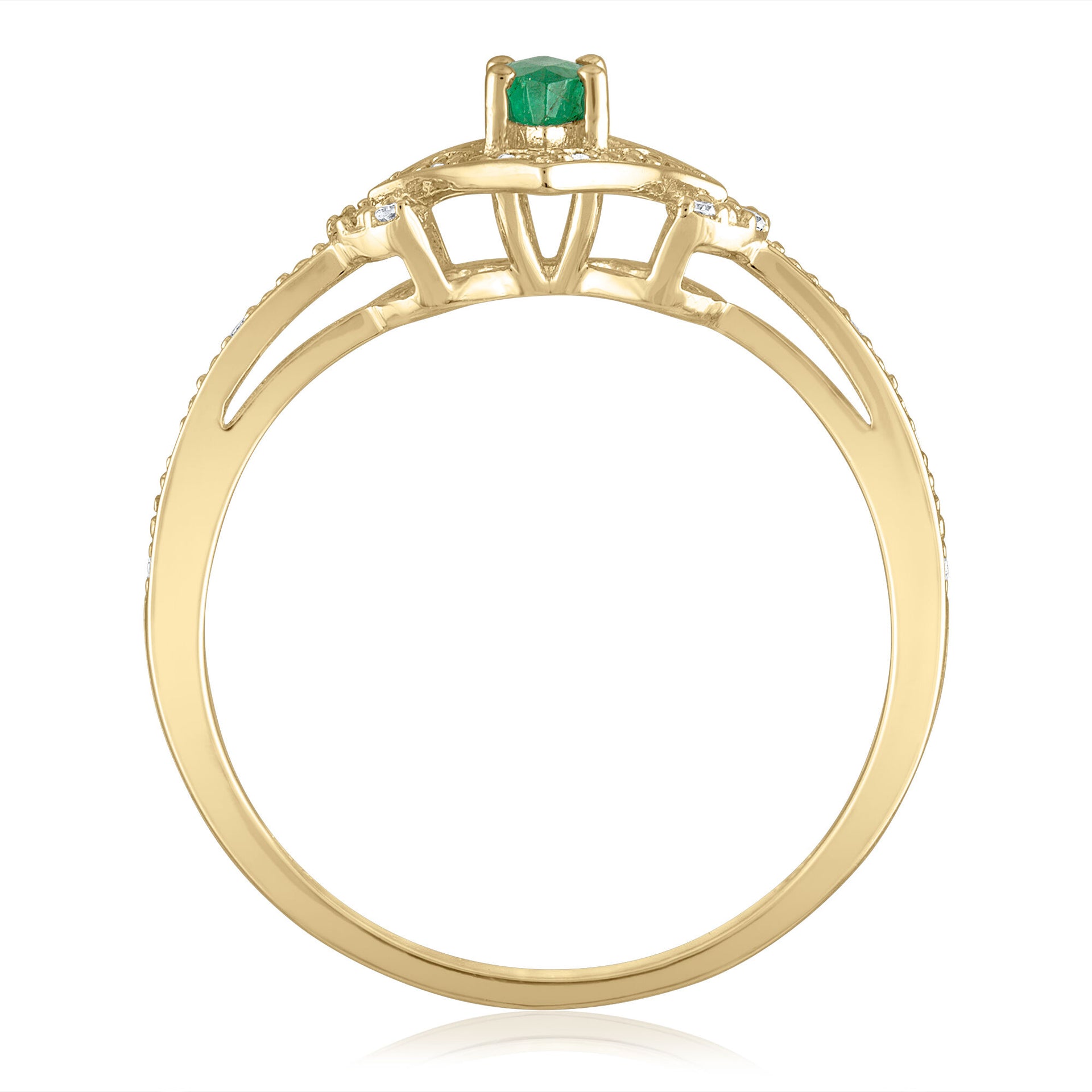 Marquise Emerald & Diamond Ring in 14K Yellow Gold