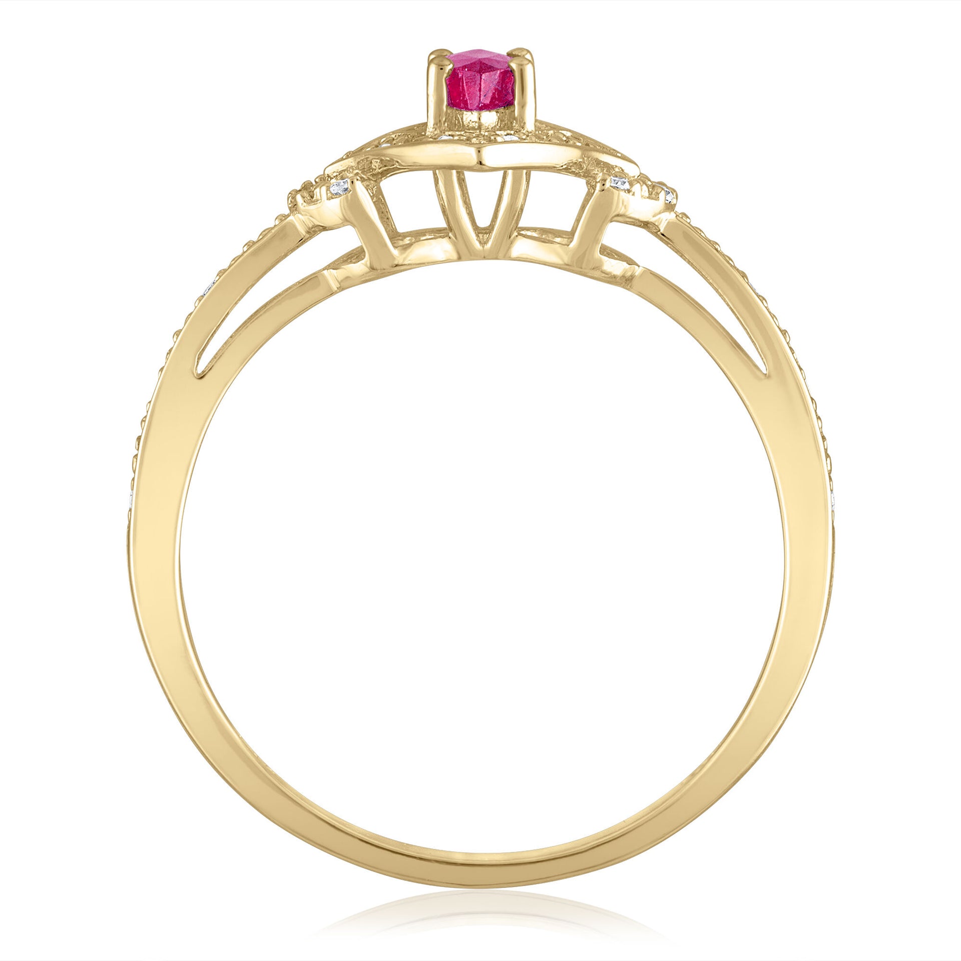 Marquise Ruby & Diamond Ring in 14K Yellow Gold