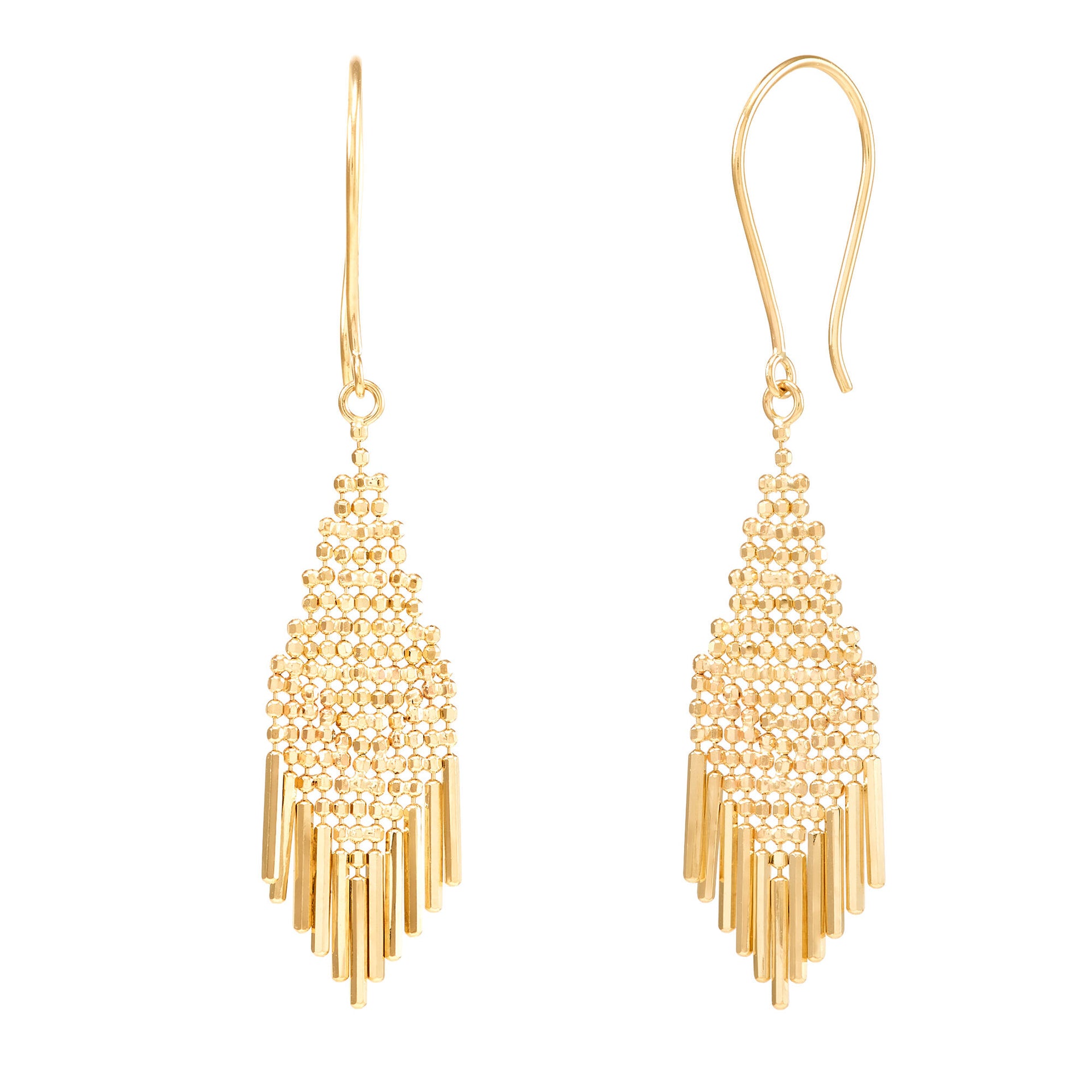 Beaded Kite Dangle Earrings in 14K Yellow Gold