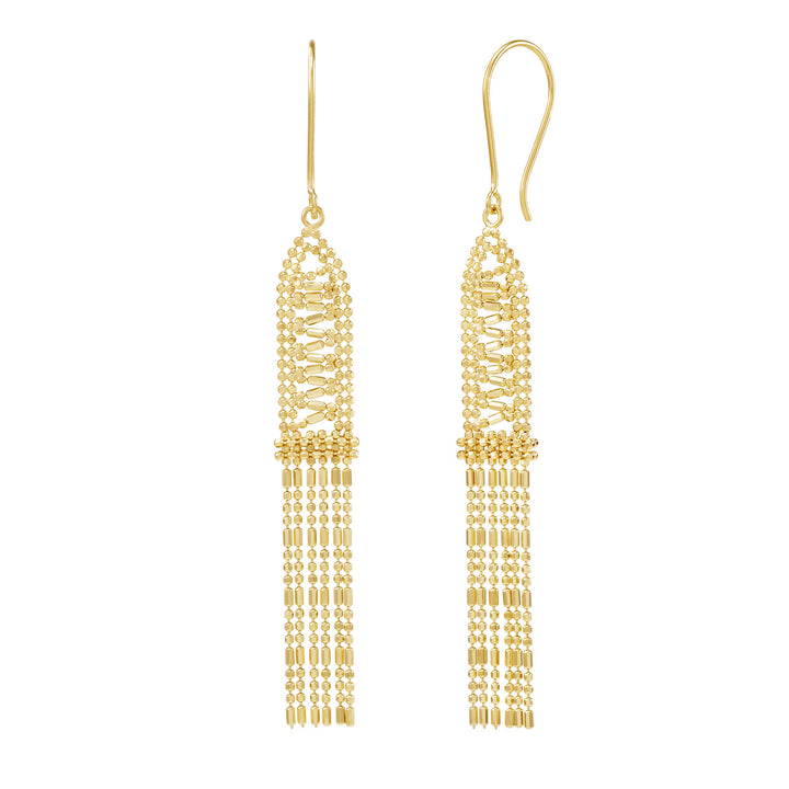 Beaded Dangle Earrings in 14K Yellow Gold