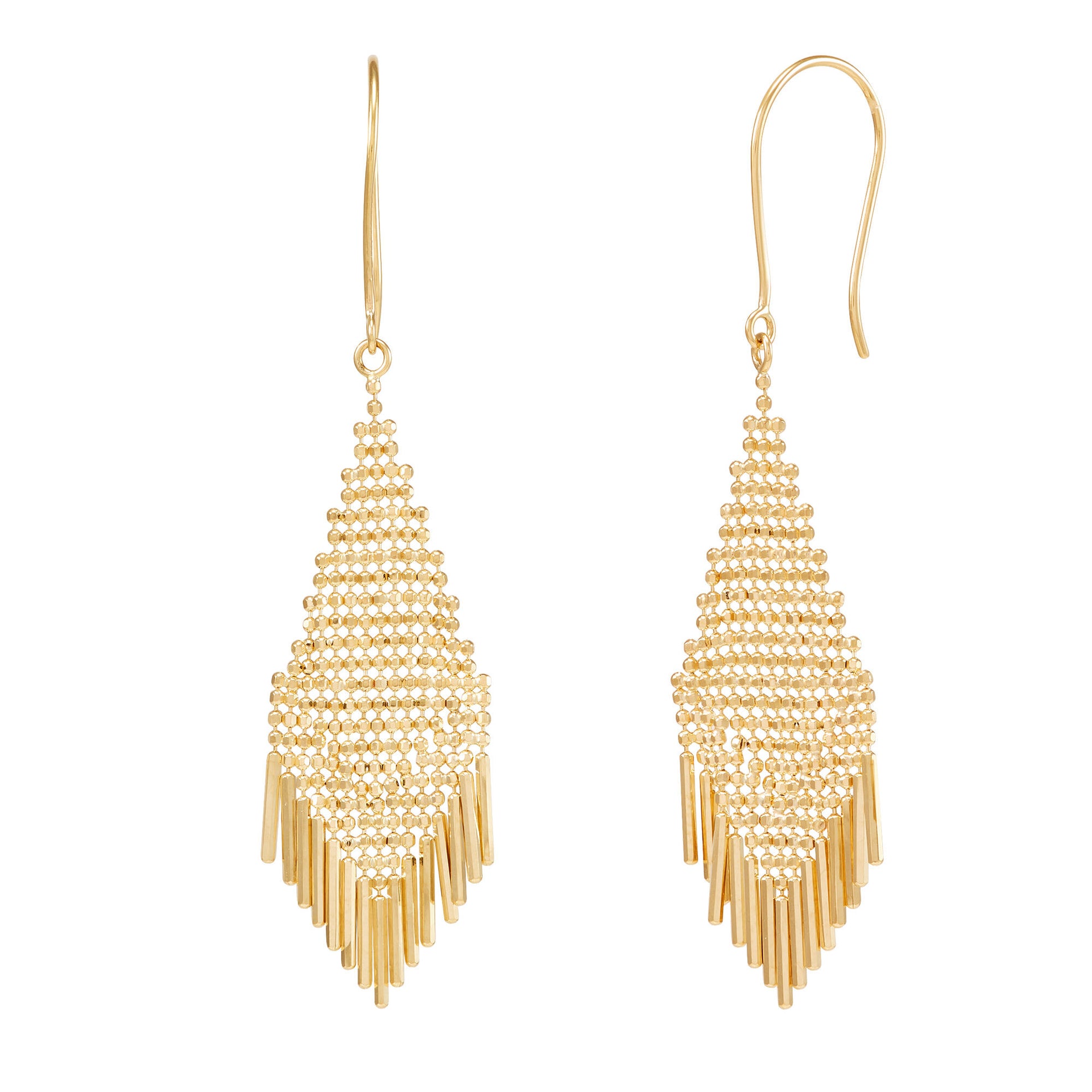 Beaded Kite Dangle Earrings in 10K Yellow Gold