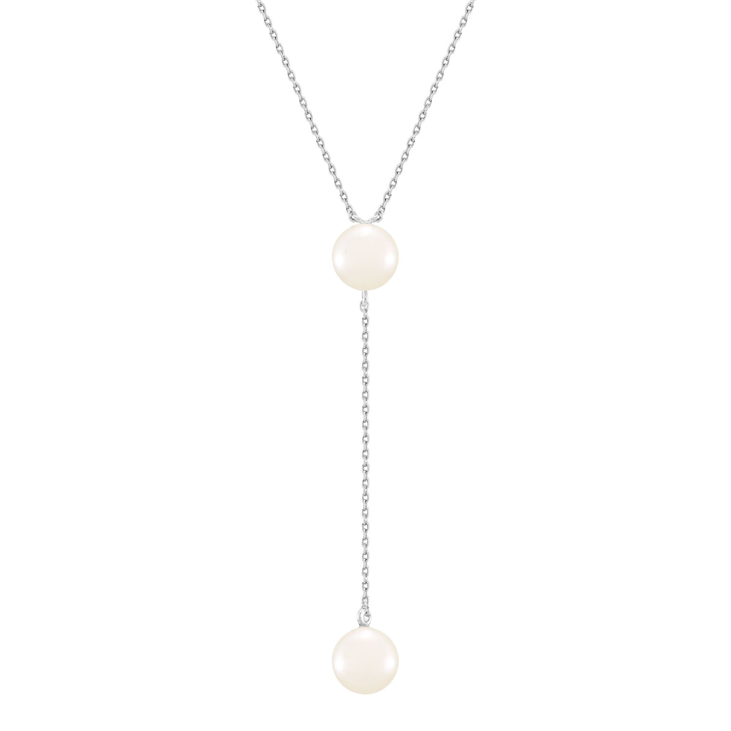 Round and Button Freshwater Cultured Pearl Drop Pendant in Sterling Silver