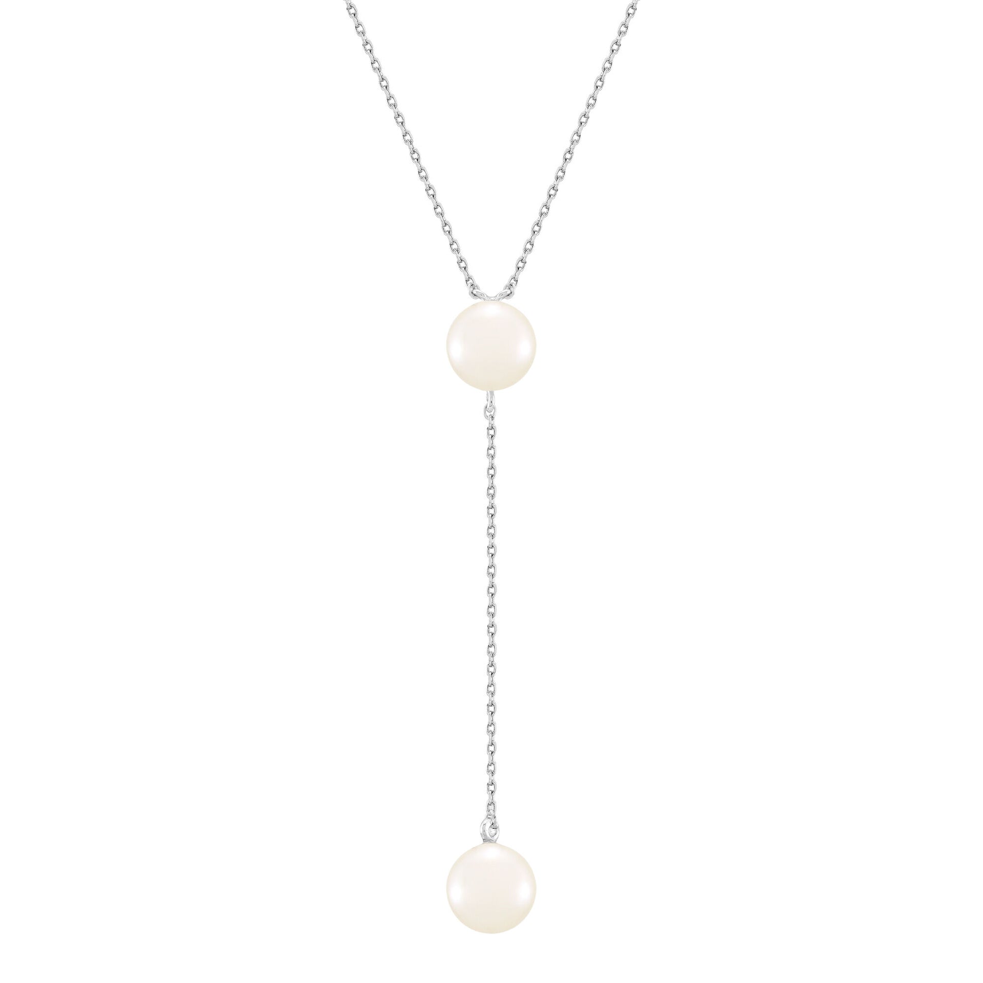 Round and Button Freshwater Cultured Pearl Drop Pendant in Sterling Silver