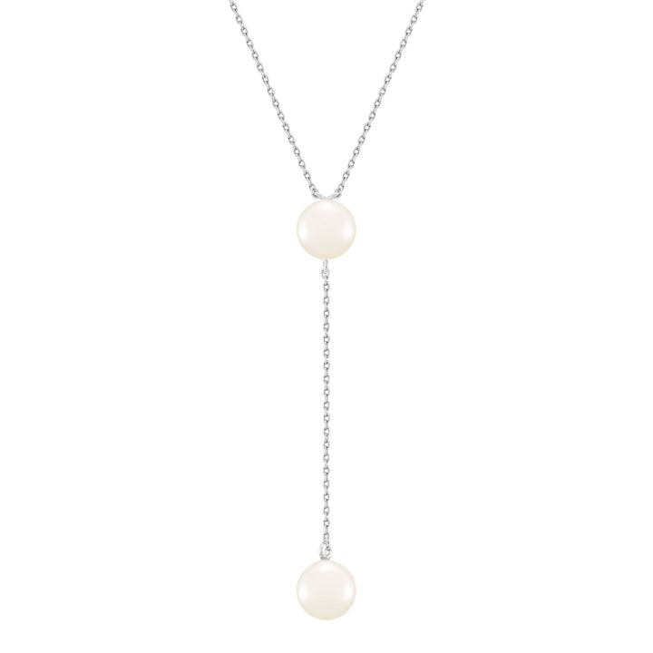 Round and Button Freshwater Cultured Pearl Drop Pendant in Sterling Silver