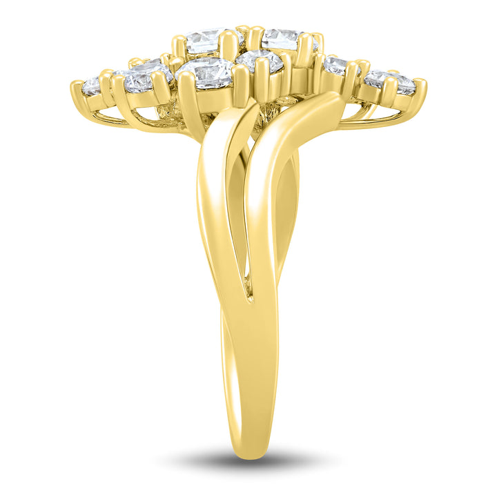 Lab Grown Diamond Journey Cluster Ring in 10K Yellow Gold (1 1/2 ct. tw.)