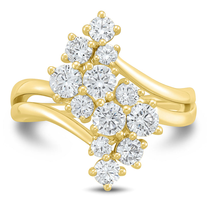 Lab Grown Diamond Journey Cluster Ring in 10K Yellow Gold (1 1/2 ct. tw.)