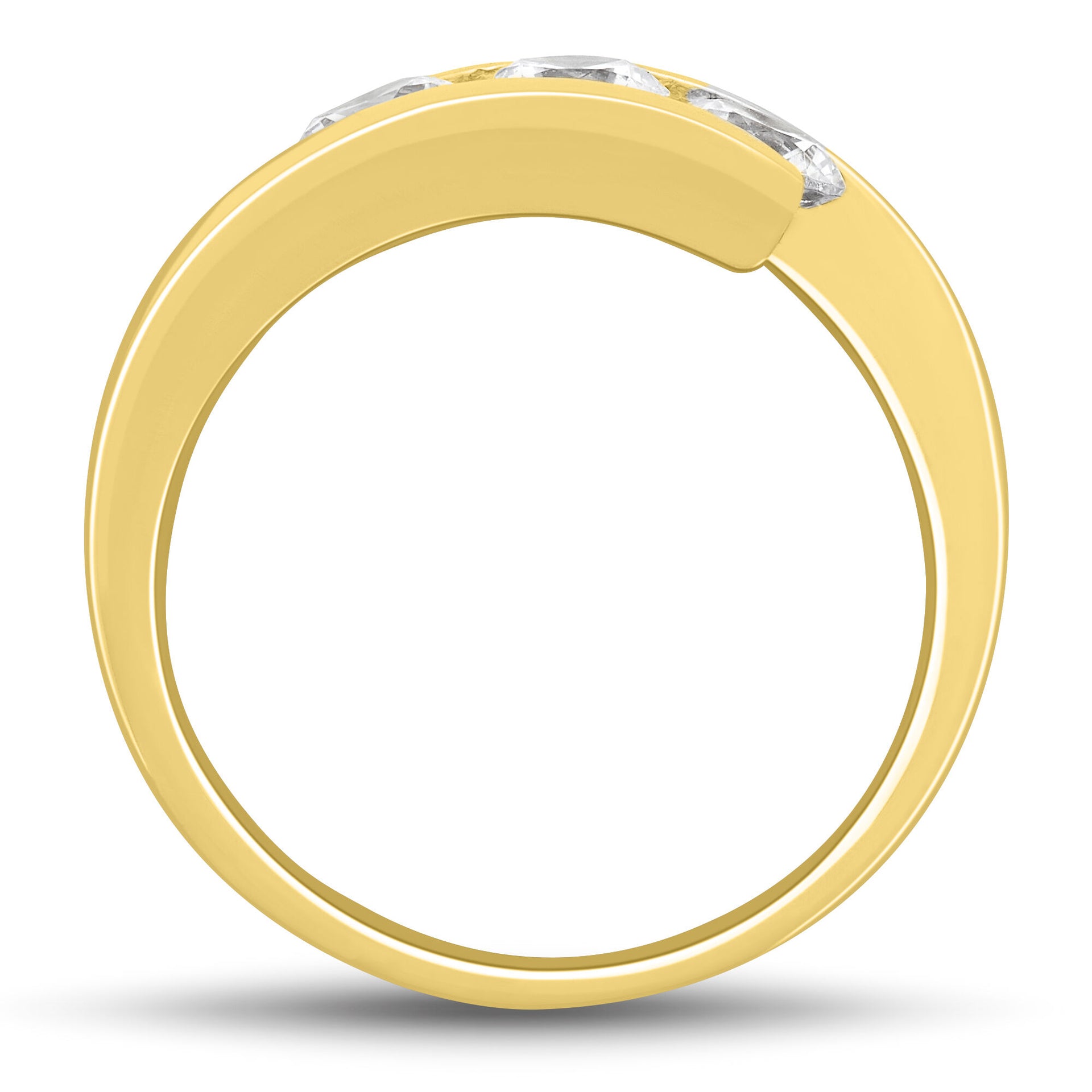 Lab Grown Diamond Three Stone Bypass Ring in 10K Yellow Gold (1 ct. tw.)
