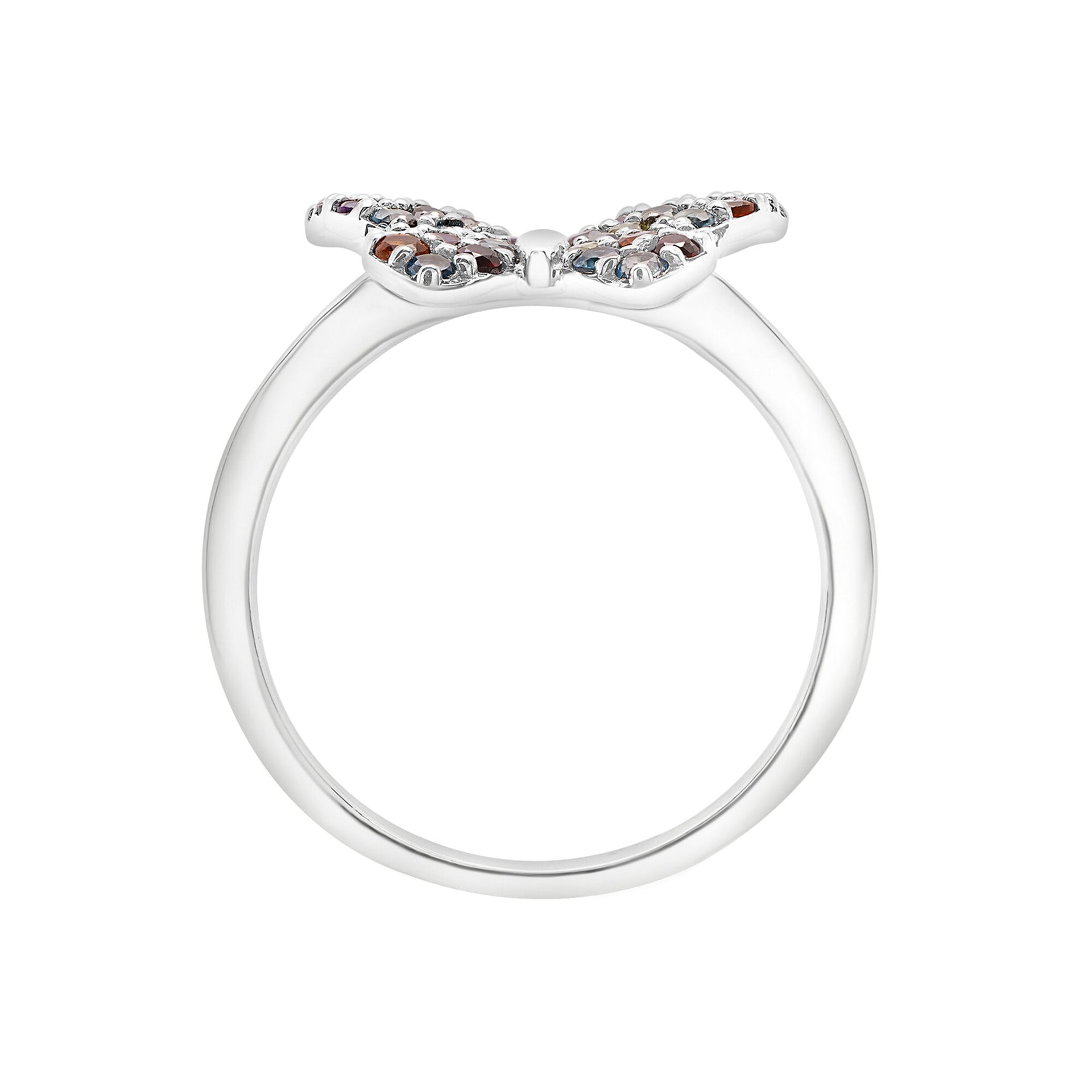 Multi-Gemstone Butterfly Ring in Sterling Silver