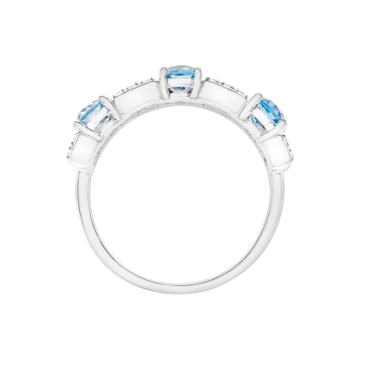 Blue and White Topaz Band in Sterling Silver