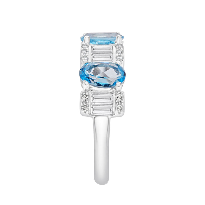 Blue and White Topaz Band in Sterling Silver