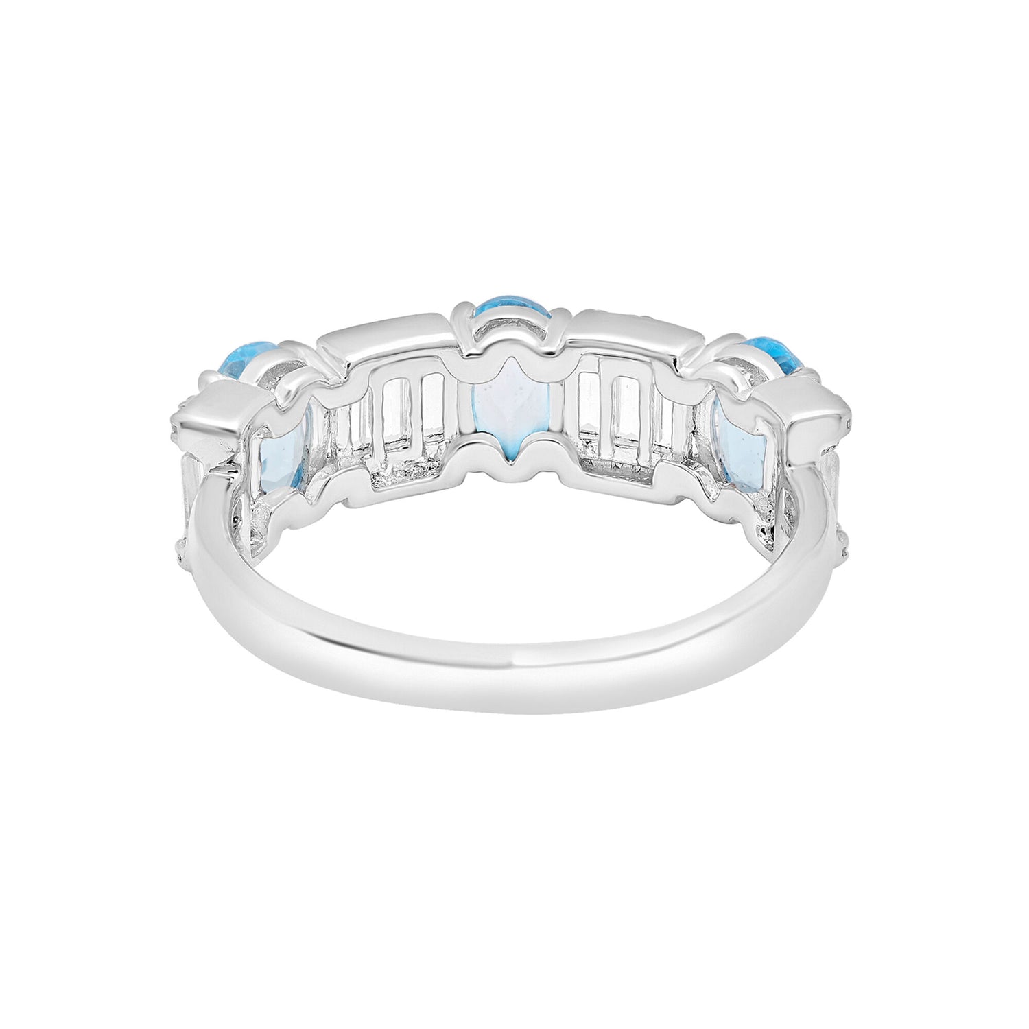 Blue and White Topaz Band in Sterling Silver
