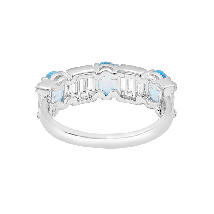 Blue and White Topaz Band in Sterling Silver