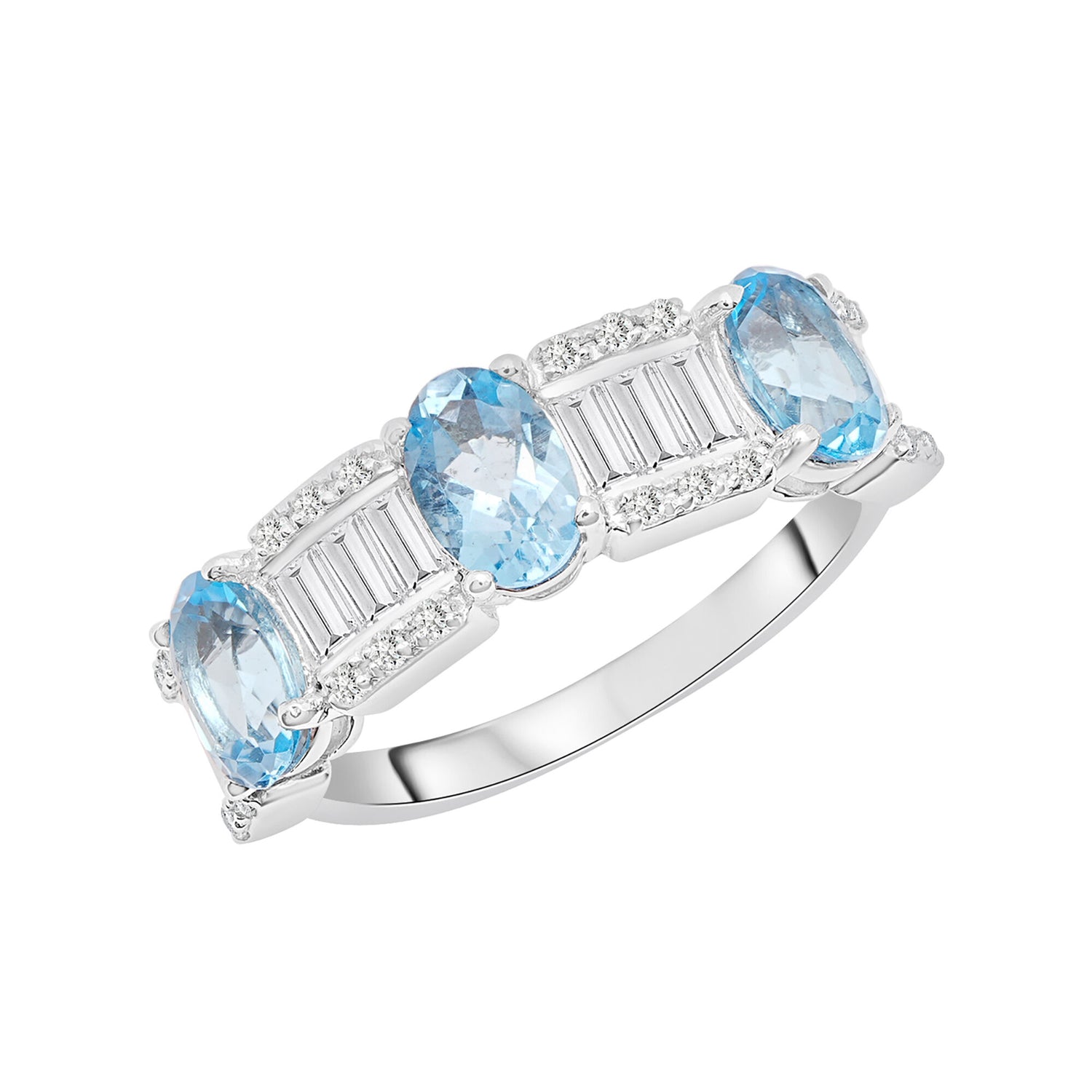 Blue and White Topaz Band in Sterling Silver