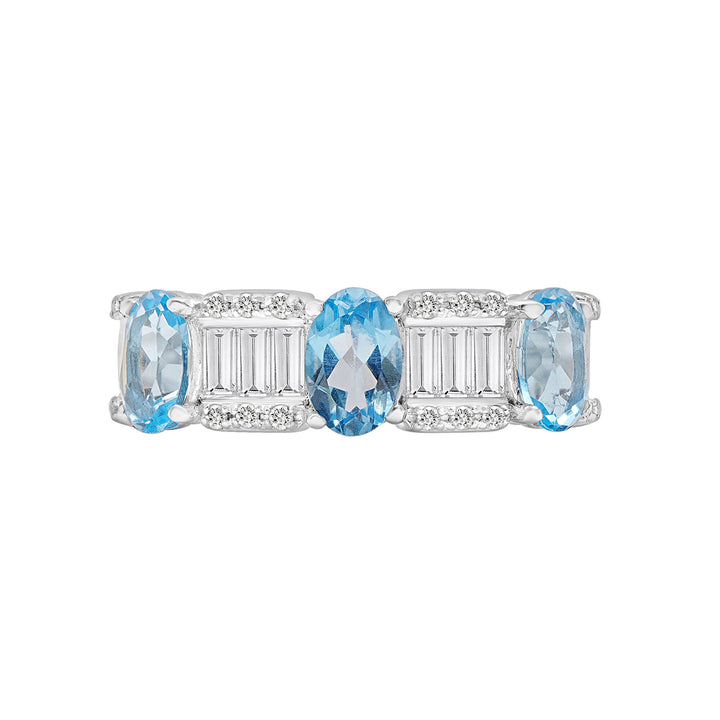 Blue and White Topaz Band in Sterling Silver