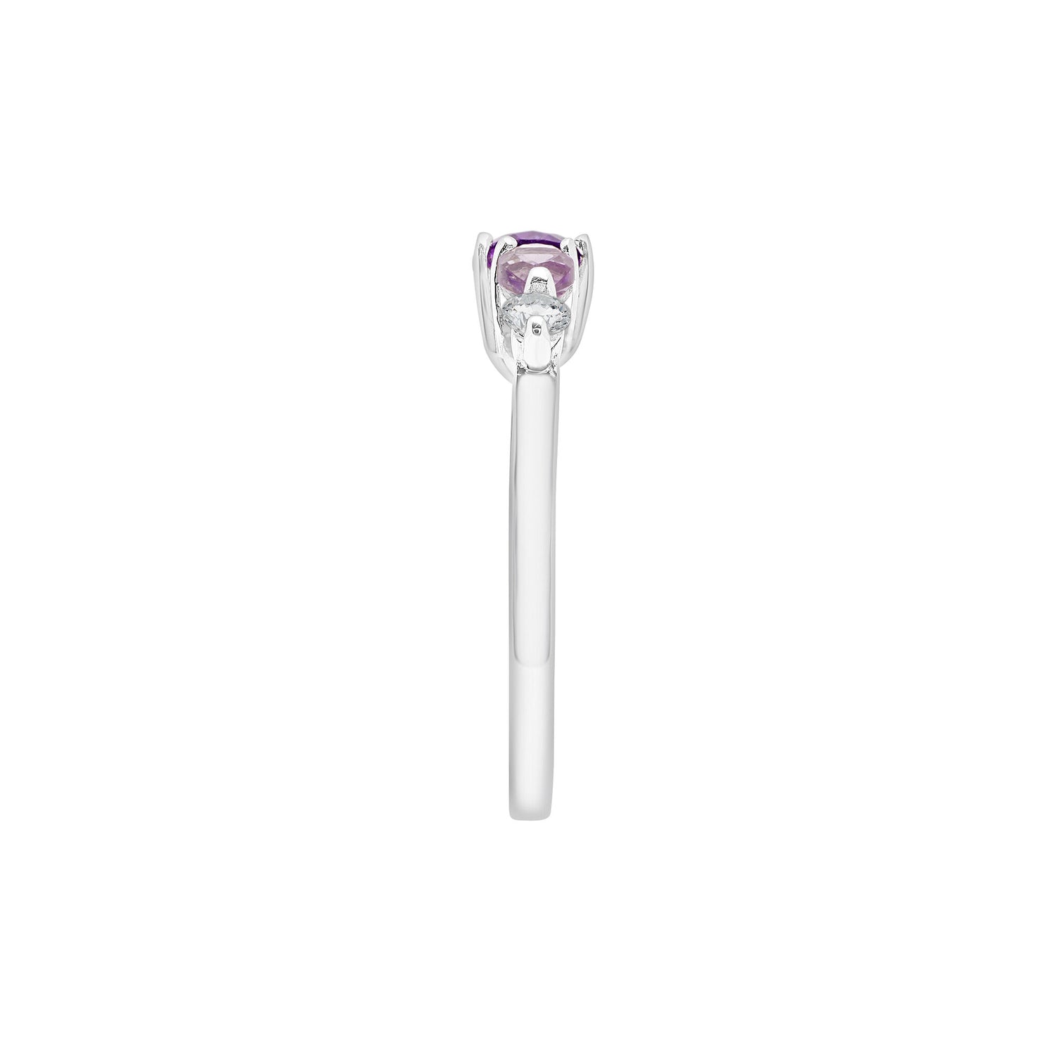Amethyst Ring with Rose de France and White Topaz in Sterling Silver
