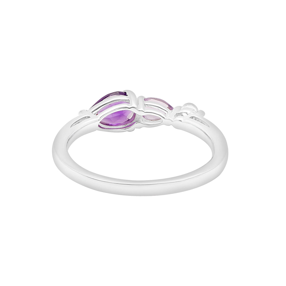 Amethyst Ring with Rose de France and White Topaz in Sterling Silver