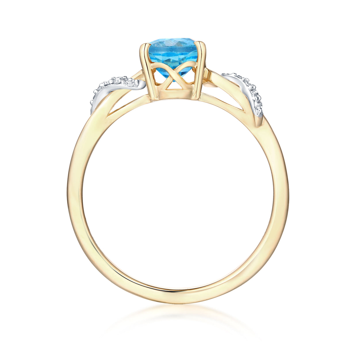 Blue Topaz and Diamond Accent Ring in 10K Yellow Gold