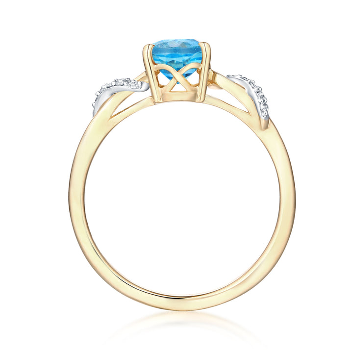 Blue Topaz and Diamond Accent Ring in 10K Yellow Gold
