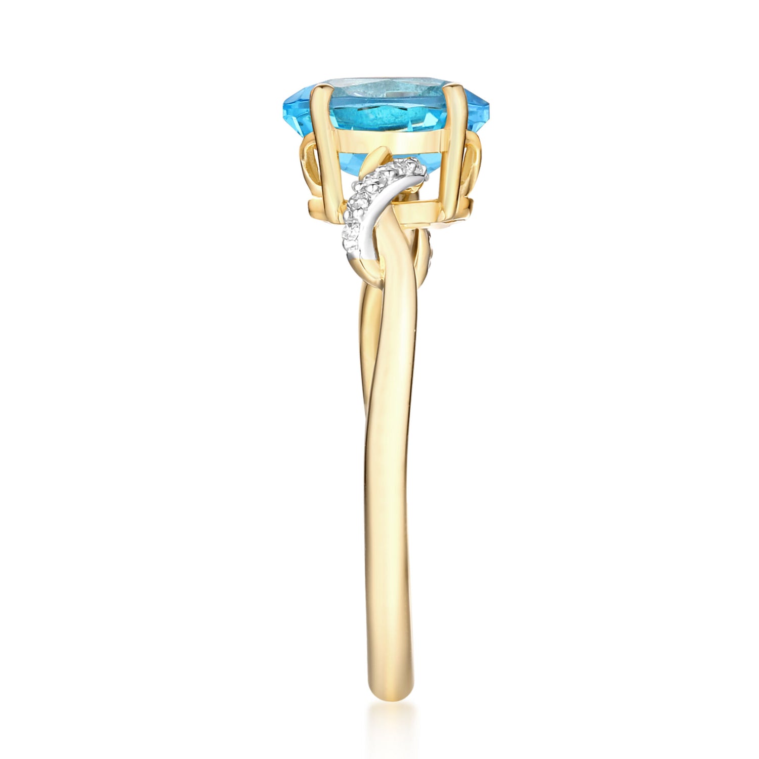 Blue Topaz and Diamond Accent Ring in 10K Yellow Gold