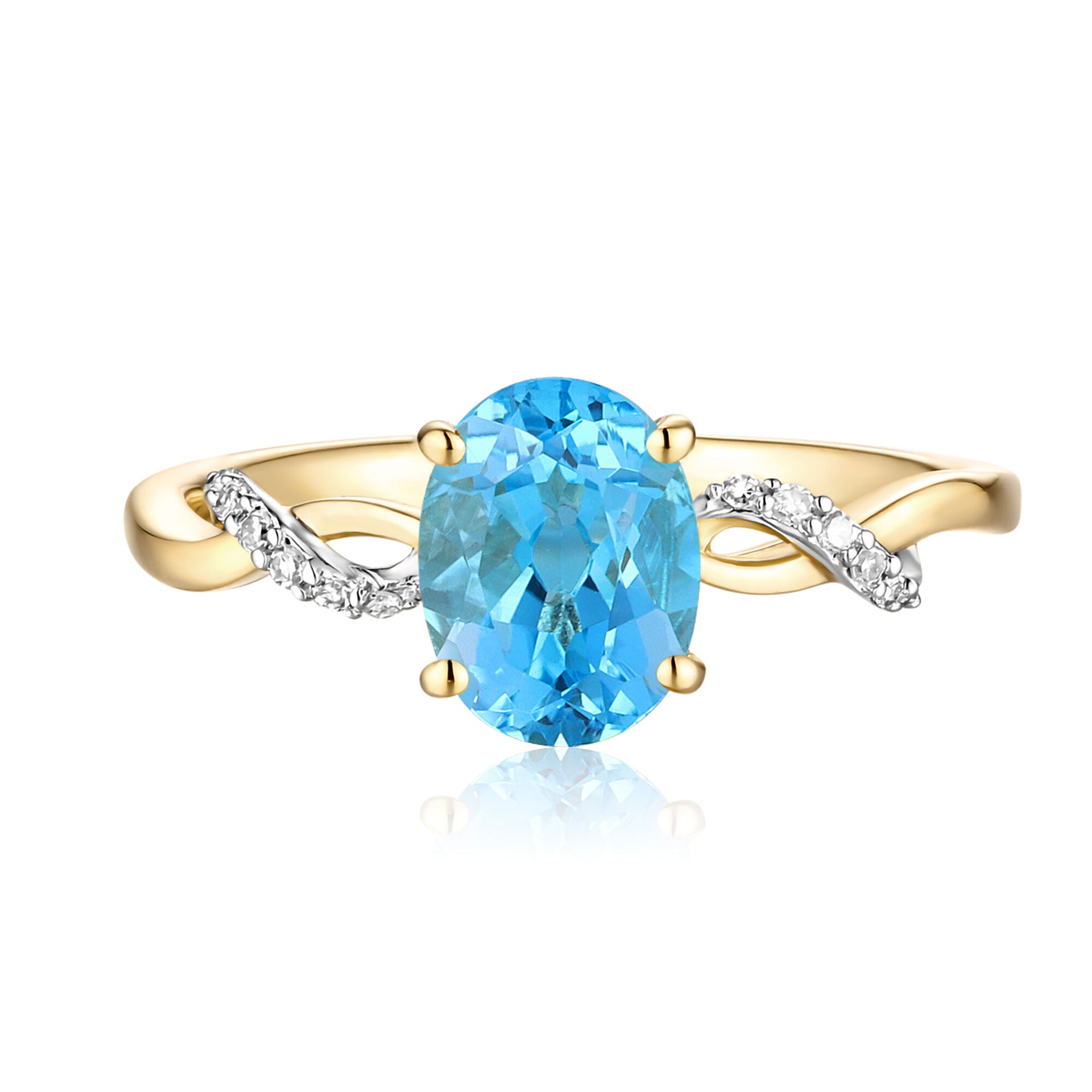 Blue Topaz and Diamond Accent Ring in 10K Yellow Gold