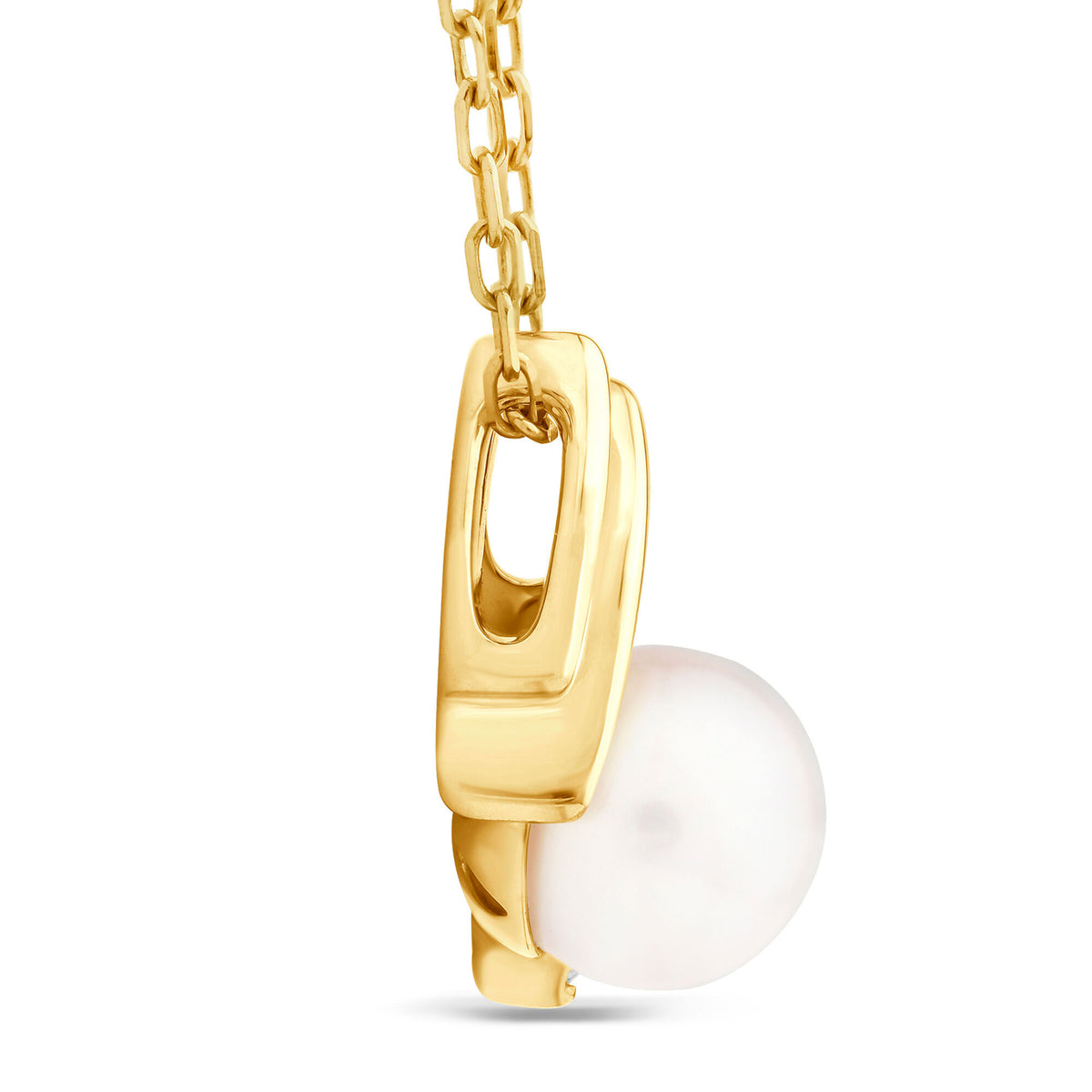 Pearl and Diamond Accent Pendant in 10K Yellow Gold