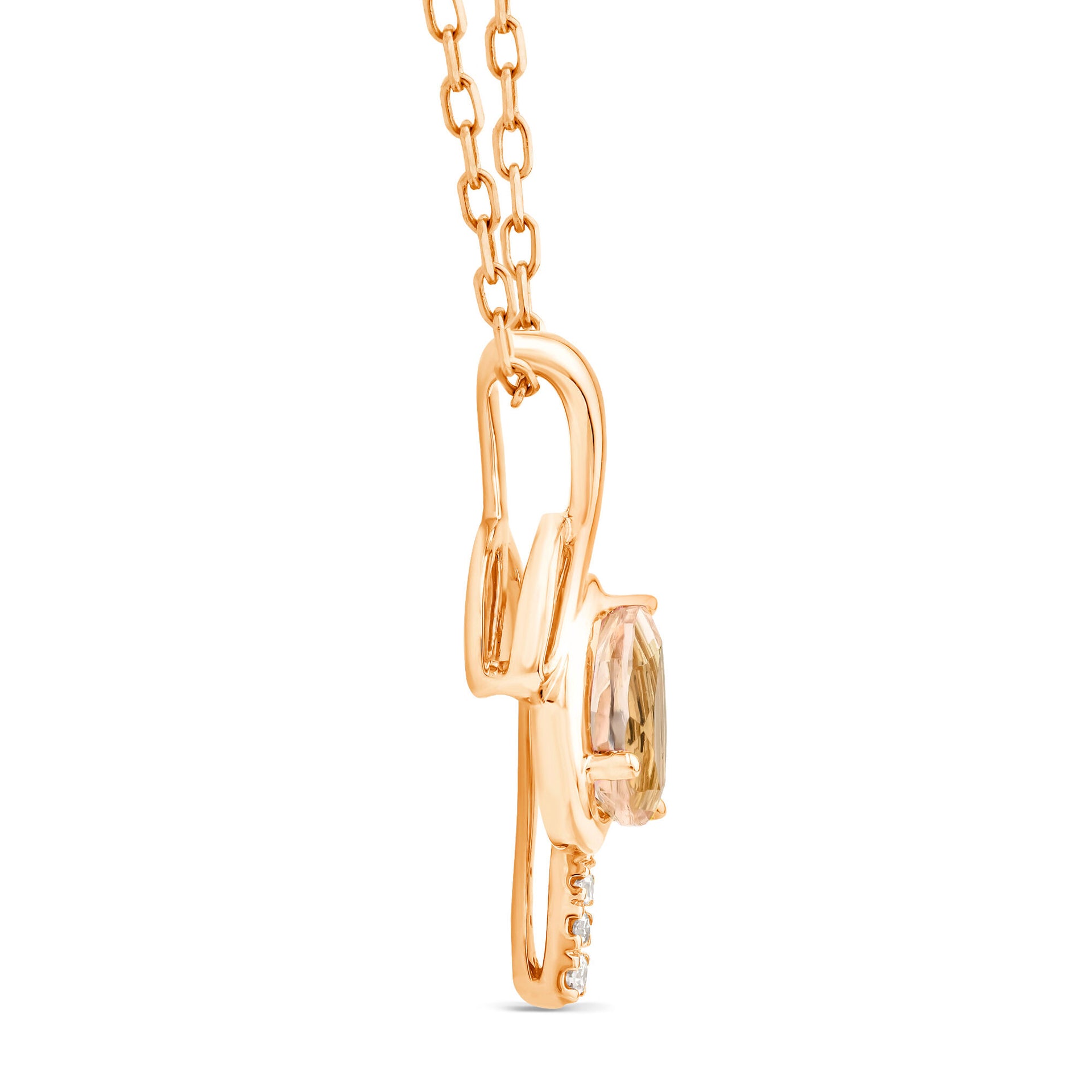Morganite and Diamond Accent Pendant in 10K Rose Gold