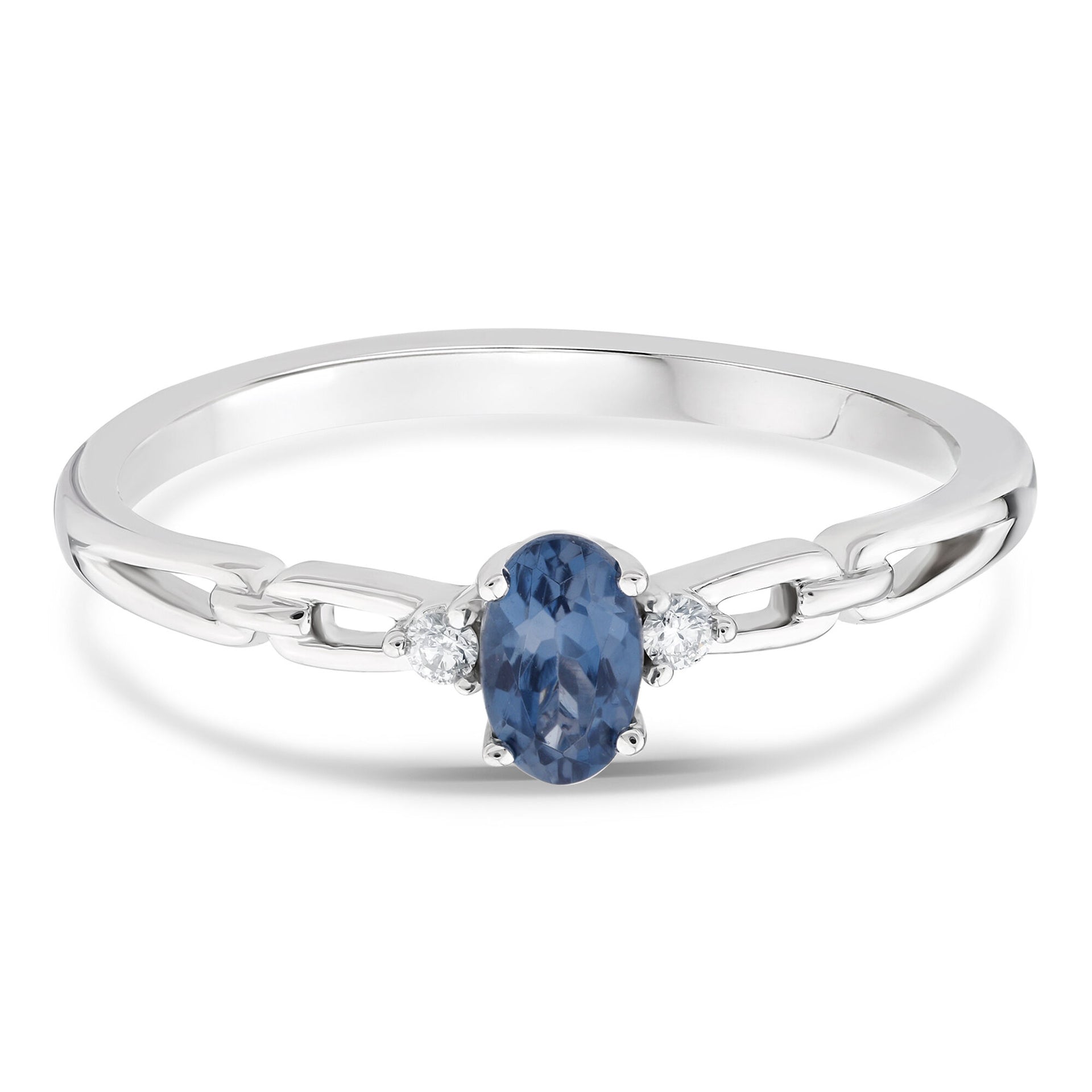 Blue Topaz and Diamond Accent Ring in 10K White Gold