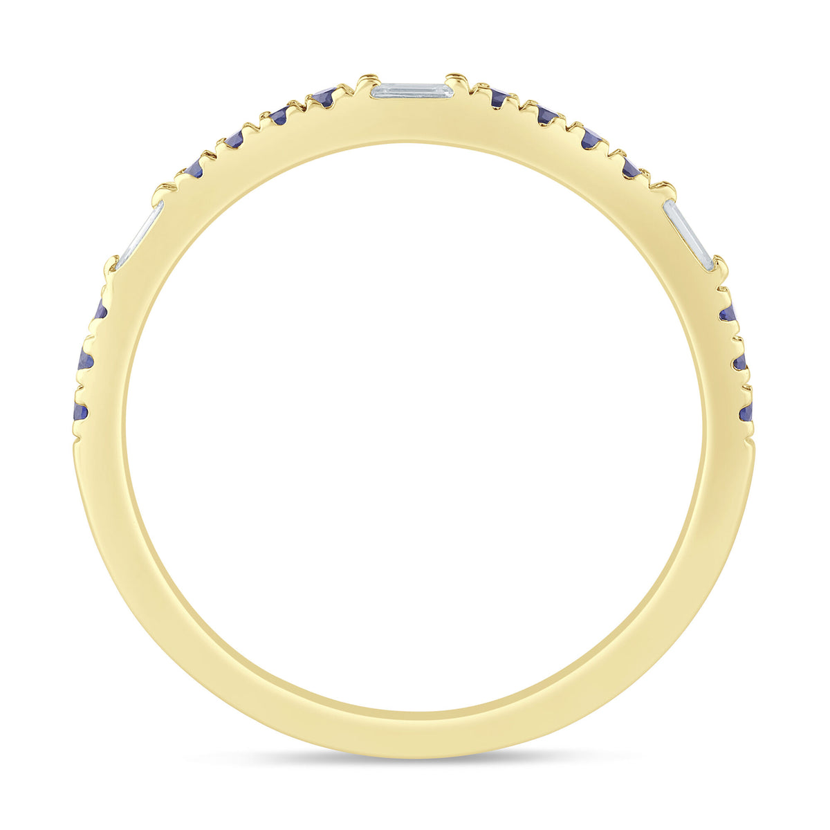 Diamond Accent and Blue Sapphire Band in 10K Yellow Gold