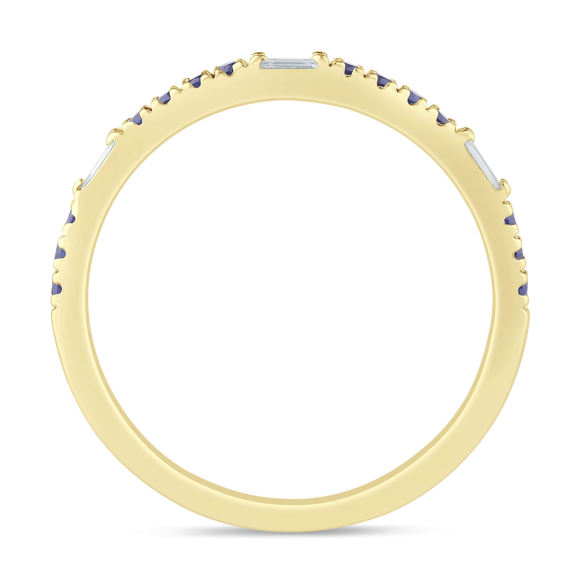 Diamond Accent and Blue Sapphire Band in 10K Yellow Gold