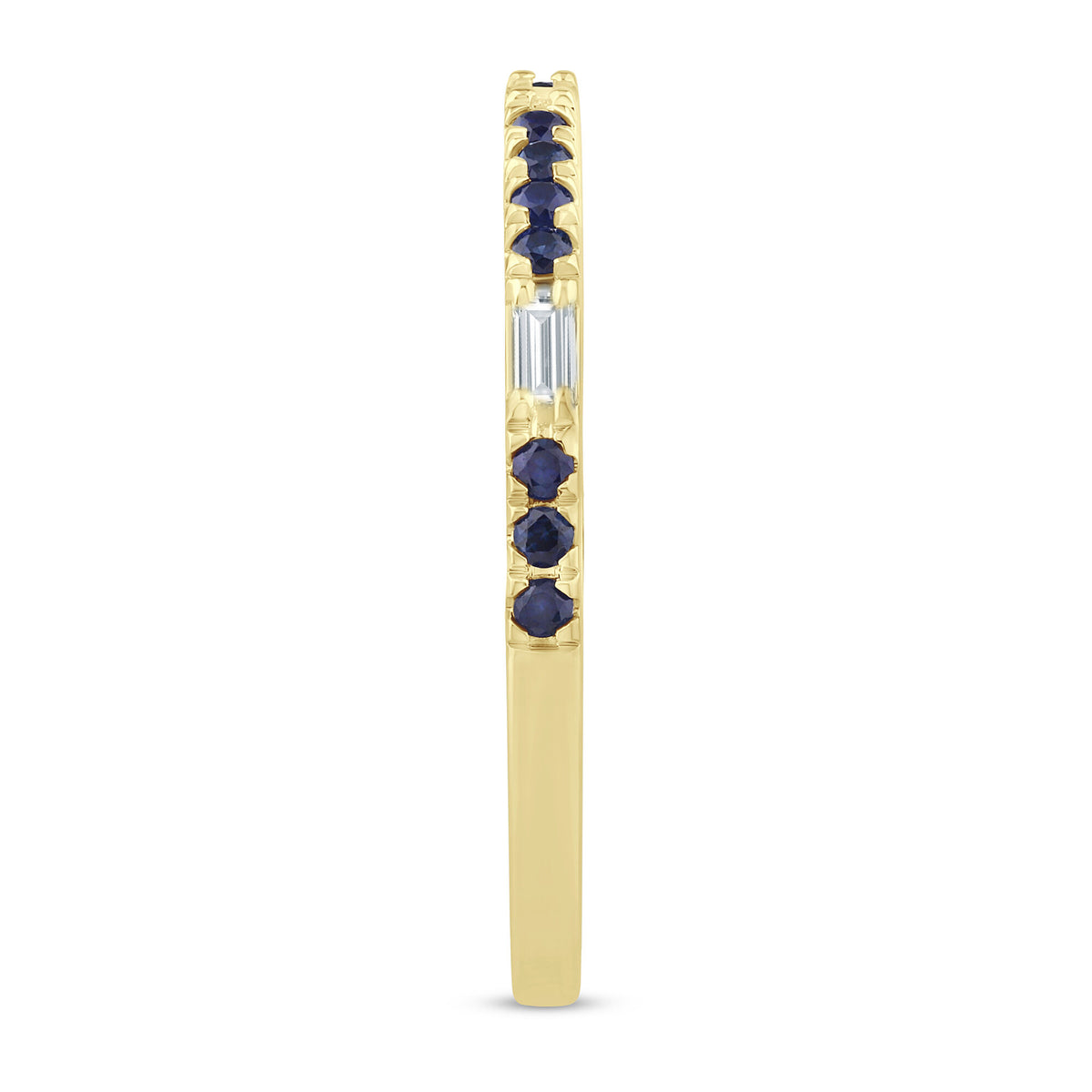 Diamond Accent and Blue Sapphire Band in 10K Yellow Gold