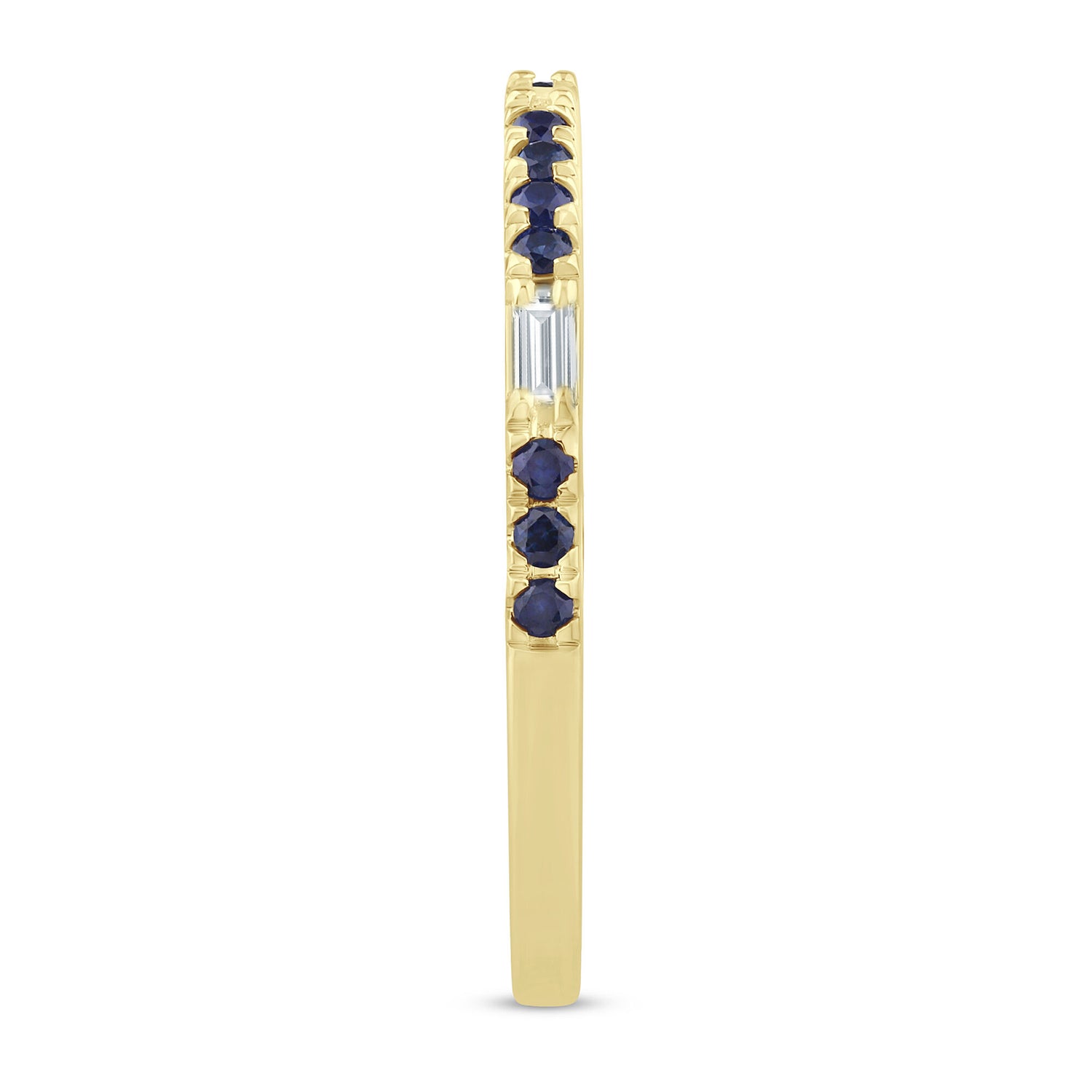 Diamond Accent and Blue Sapphire Band in 10K Yellow Gold