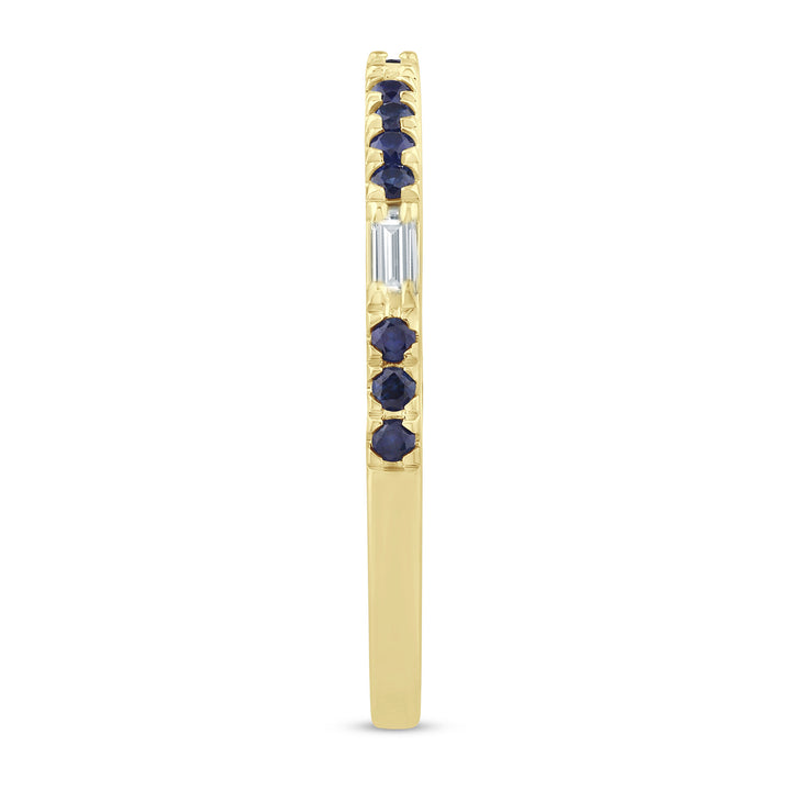Diamond Accent and Blue Sapphire Band in 10K Yellow Gold