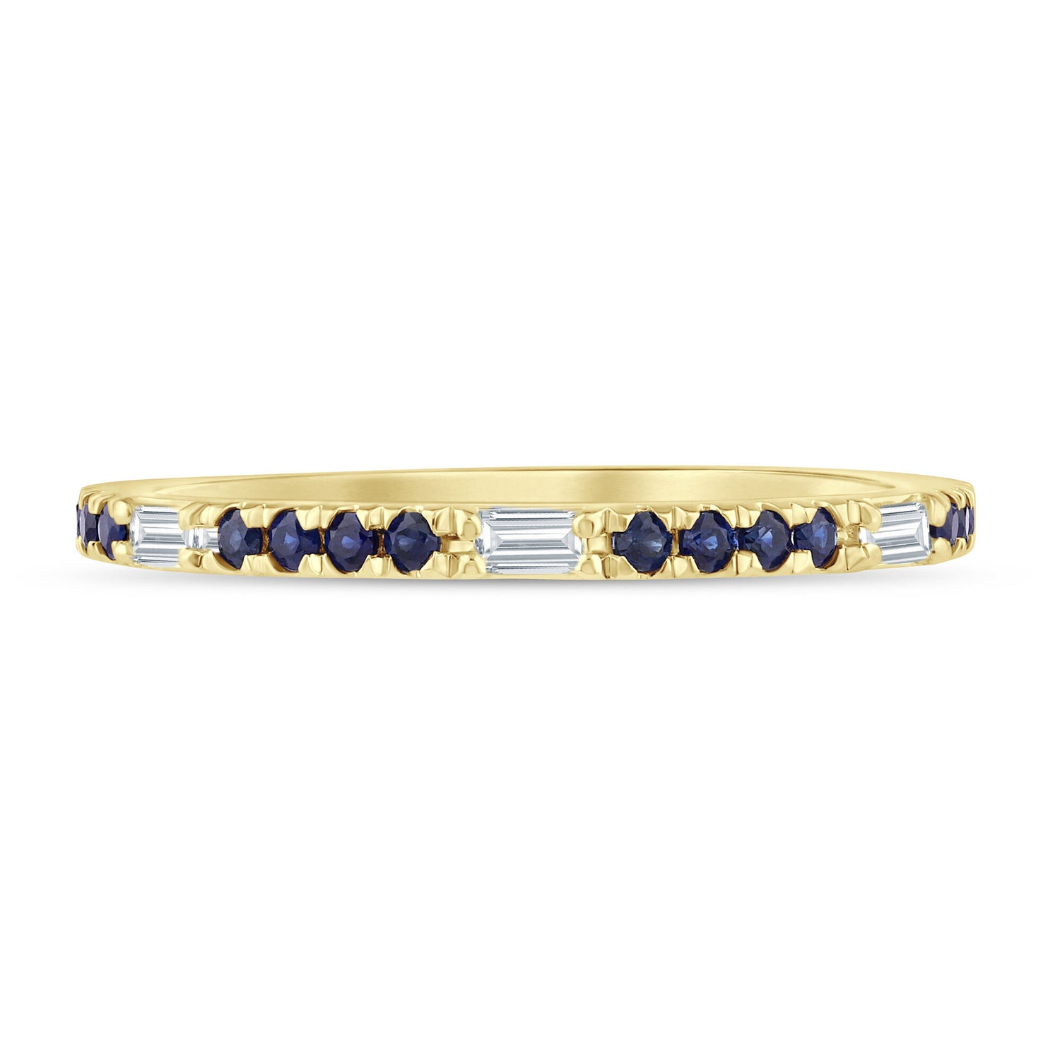 Diamond Accent and Blue Sapphire Band in 10K Yellow Gold