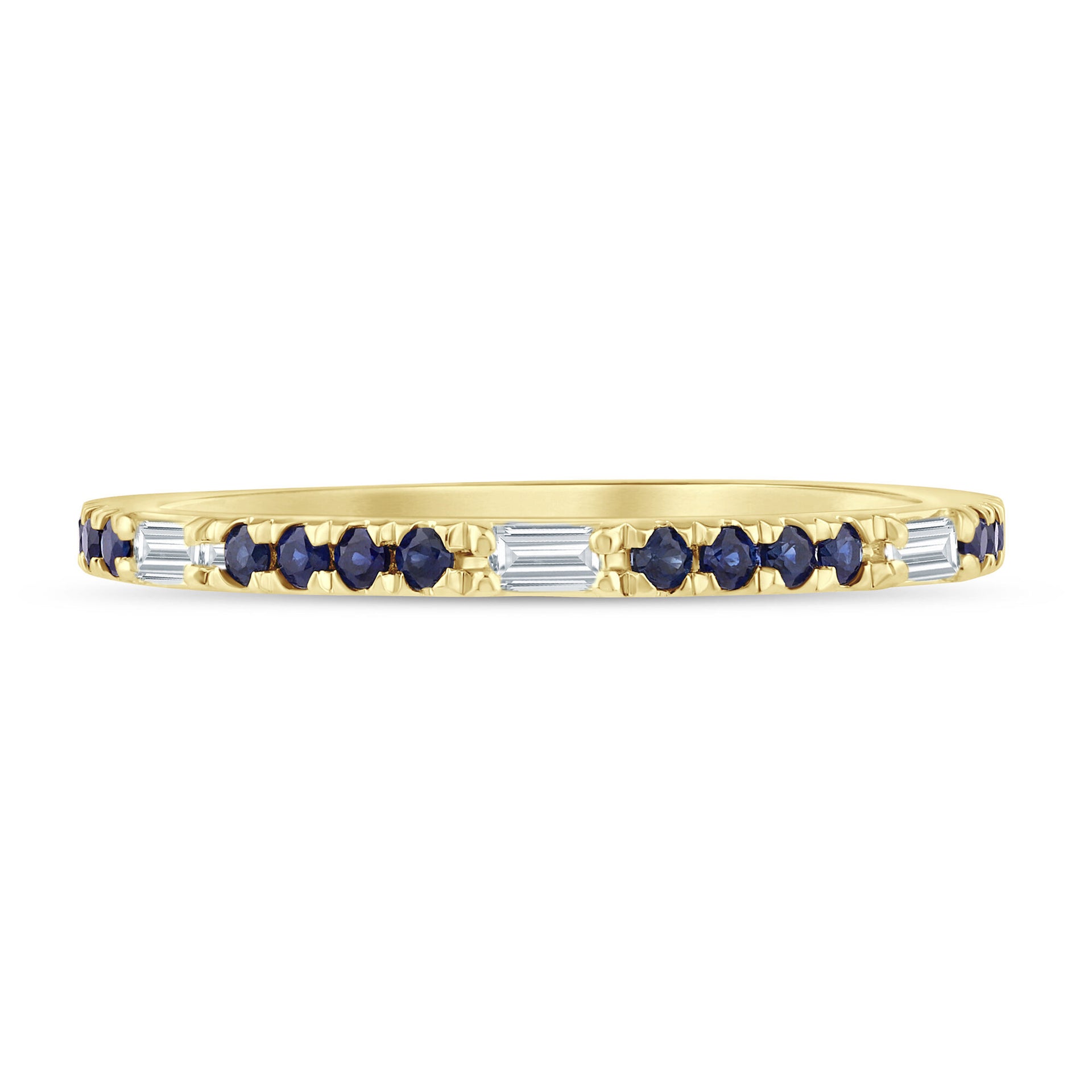Diamond Accent and Blue Sapphire Band in 10K Yellow Gold