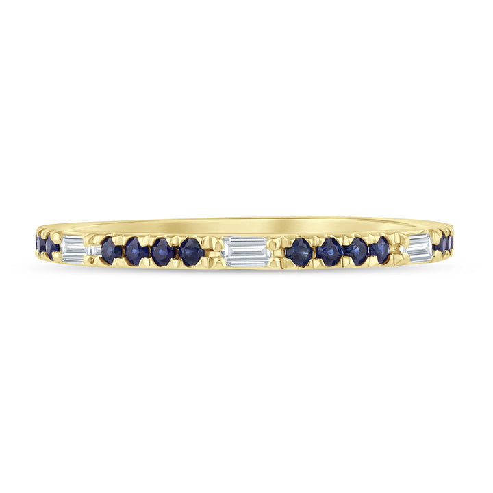 Diamond Accent and Blue Sapphire Band in 10K Yellow Gold