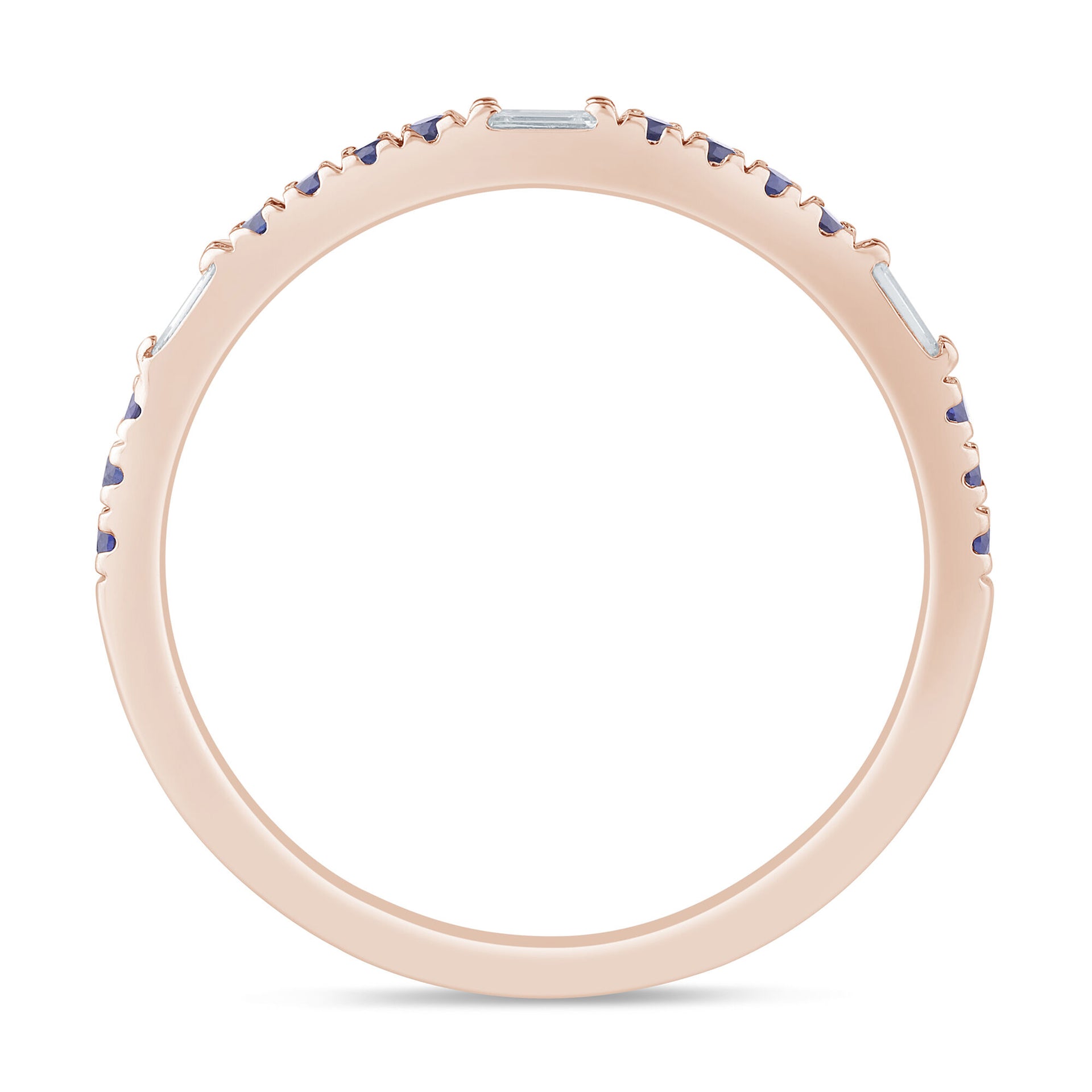 Diamond Accent and Blue Sapphire Band in 10K Rose Gold