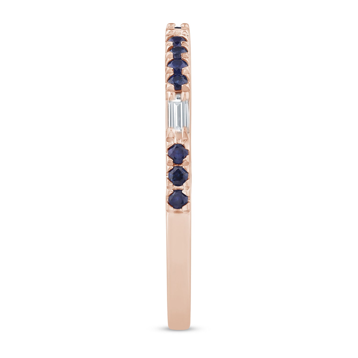Diamond Accent and Blue Sapphire Band in 10K Rose Gold
