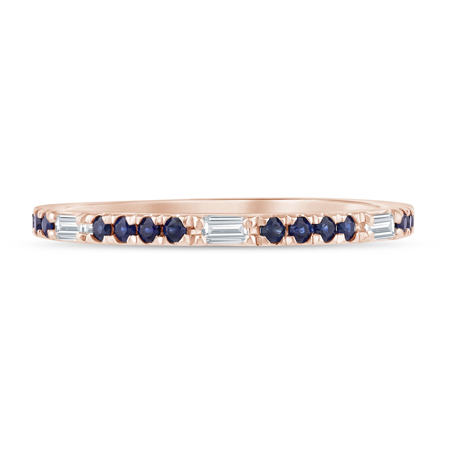 Diamond Accent and Blue Sapphire Band in 10K Rose Gold