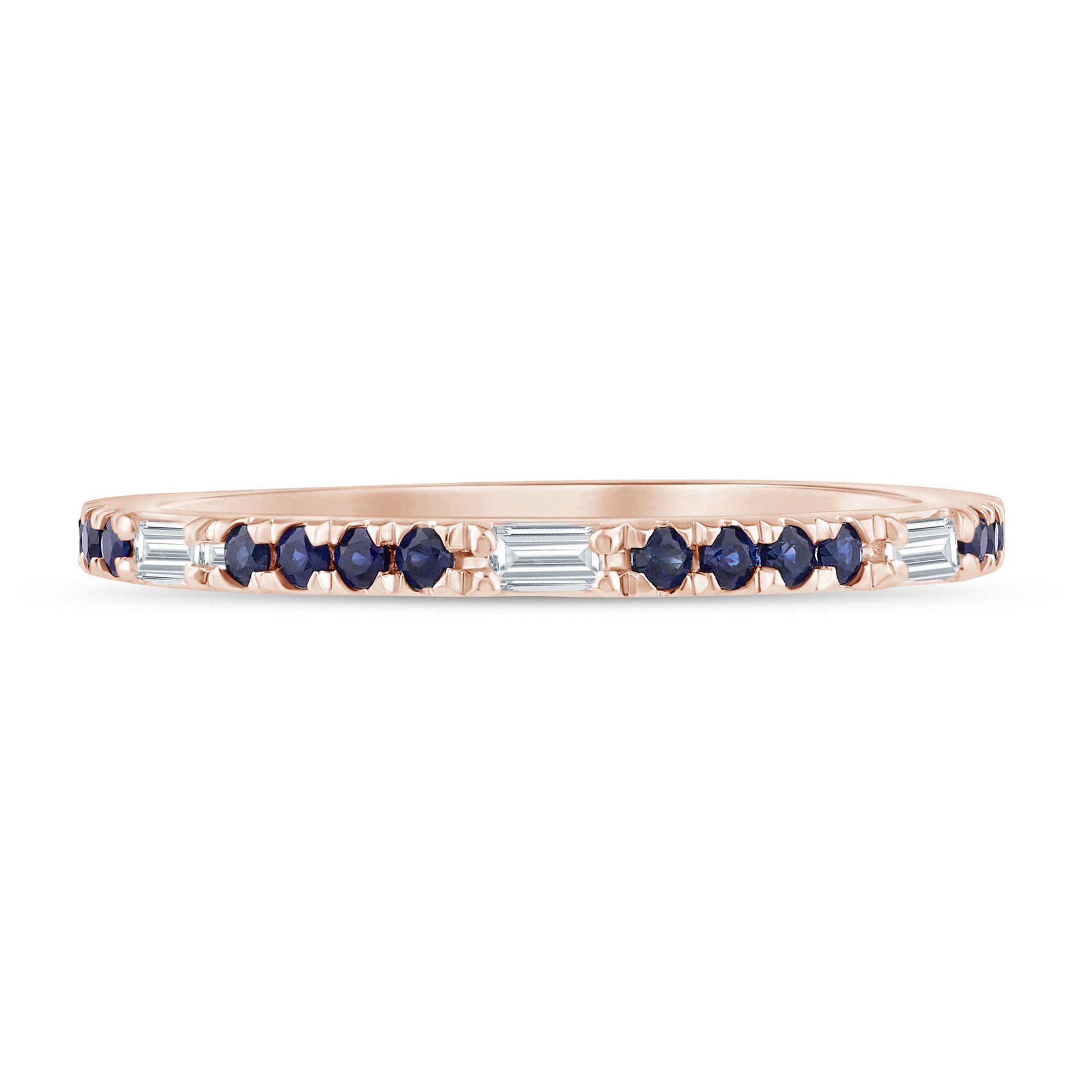 Diamond Accent and Blue Sapphire Band in 10K Rose Gold