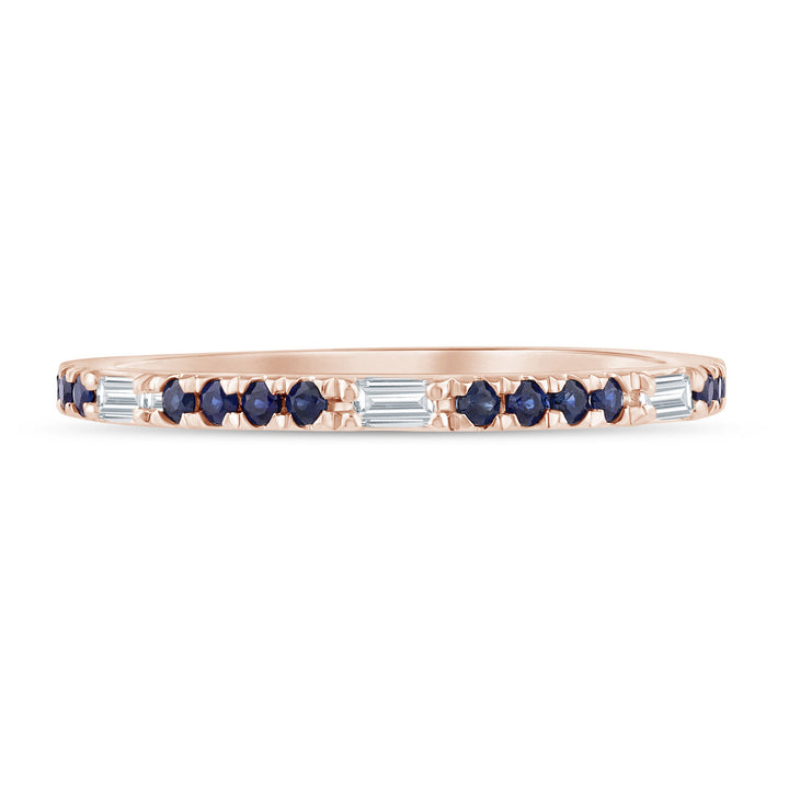 Diamond Accent and Blue Sapphire Band in 10K Rose Gold