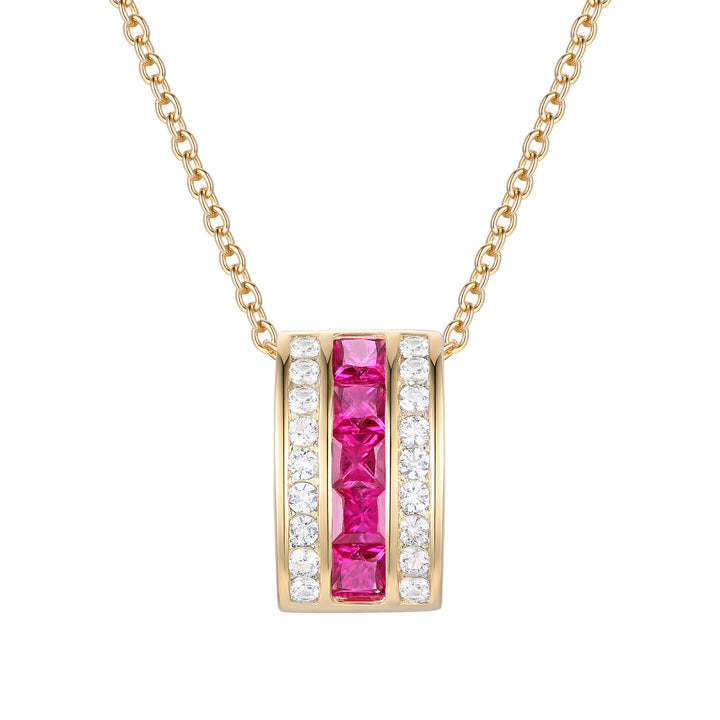 Ruby and Diamond Necklace in 10K Yellow Gold (1/5 ct. tw.)